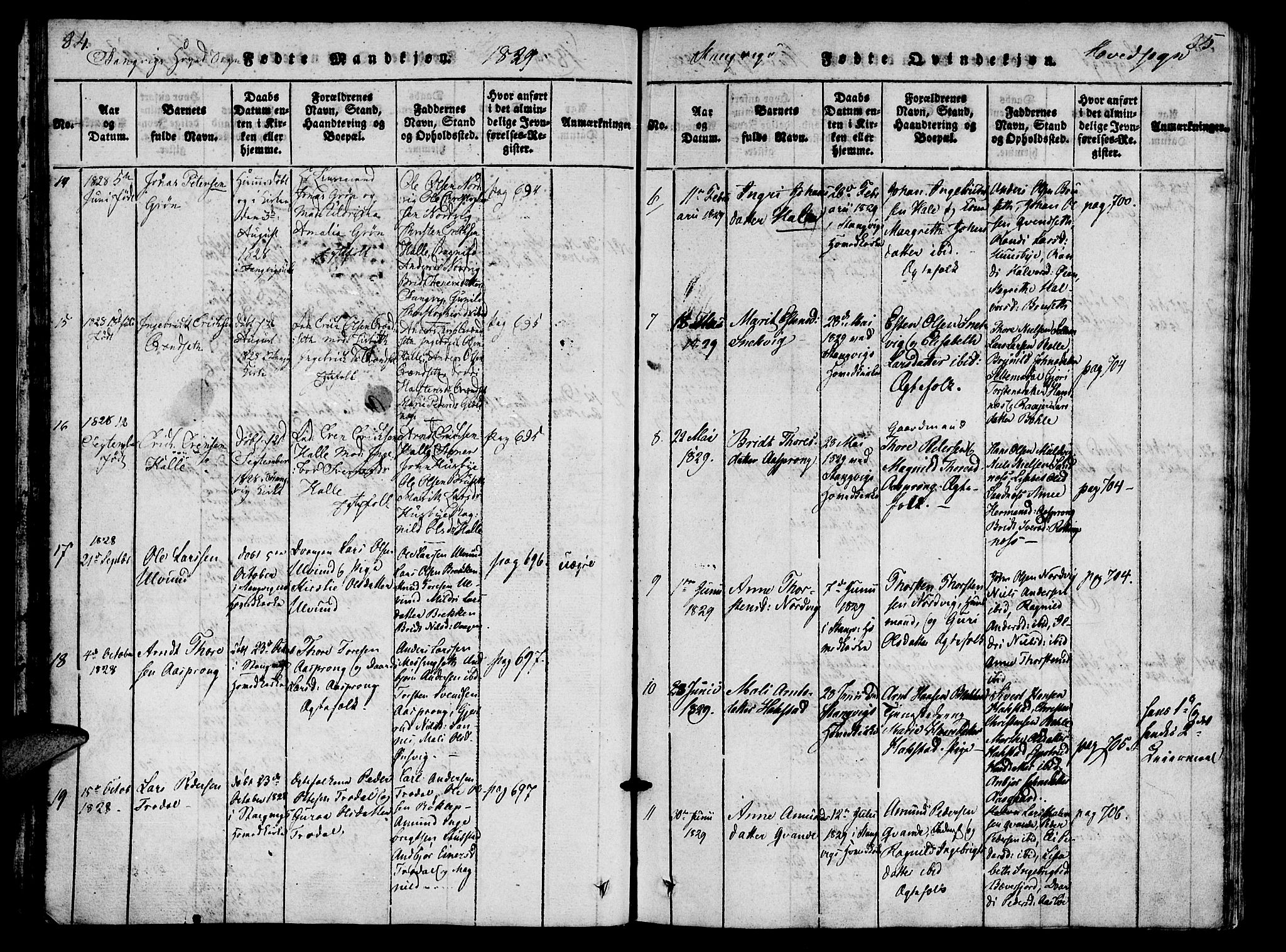 Ministerialprotokoller, klokkerbøker og fødselsregistre - Møre og Romsdal, AV/SAT-A-1454/592/L1023: Parish register (official) no. 592A02, 1820-1830, p. 84-85