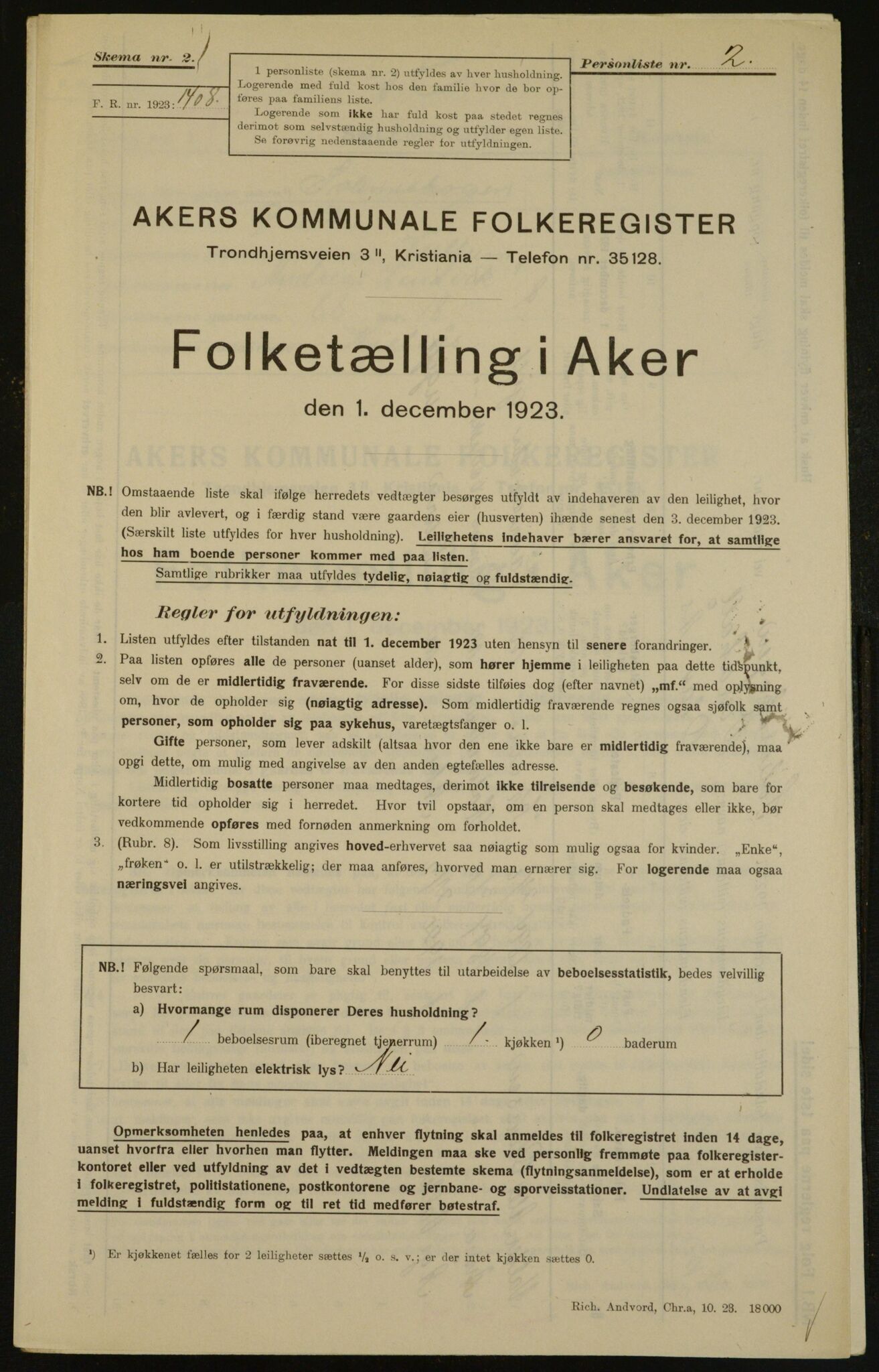 , Municipal Census 1923 for Aker, 1923, p. 31260