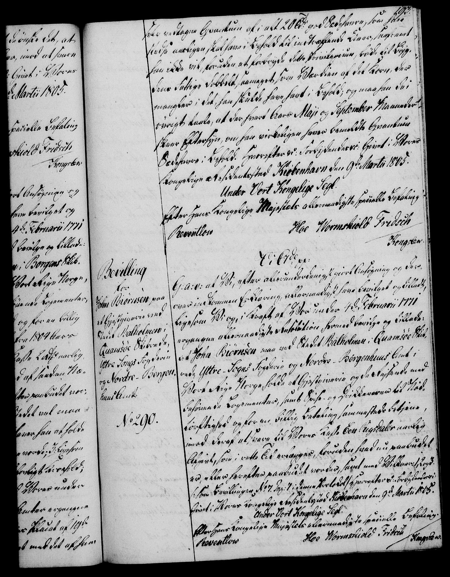 Rentekammeret, Kammerkanselliet, RA/EA-3111/G/Gg/Gga/L0018: Norsk ekspedisjonsprotokoll med register (merket RK 53.18), 1804-1806, p. 193