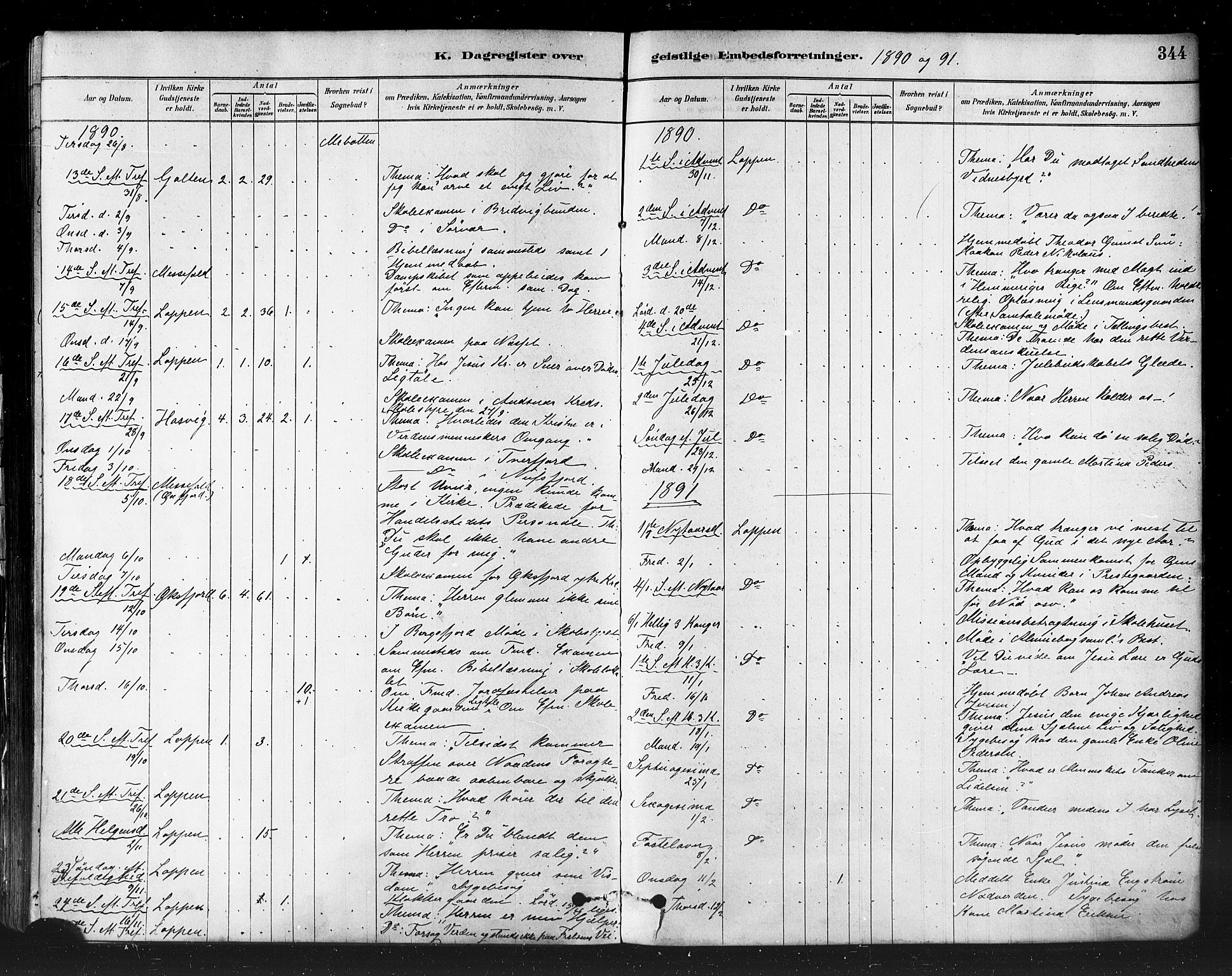 Loppa sokneprestkontor, SATØ/S-1339/H/Ha/L0006kirke: Parish register (official) no. 6, 1879-1895, p. 344