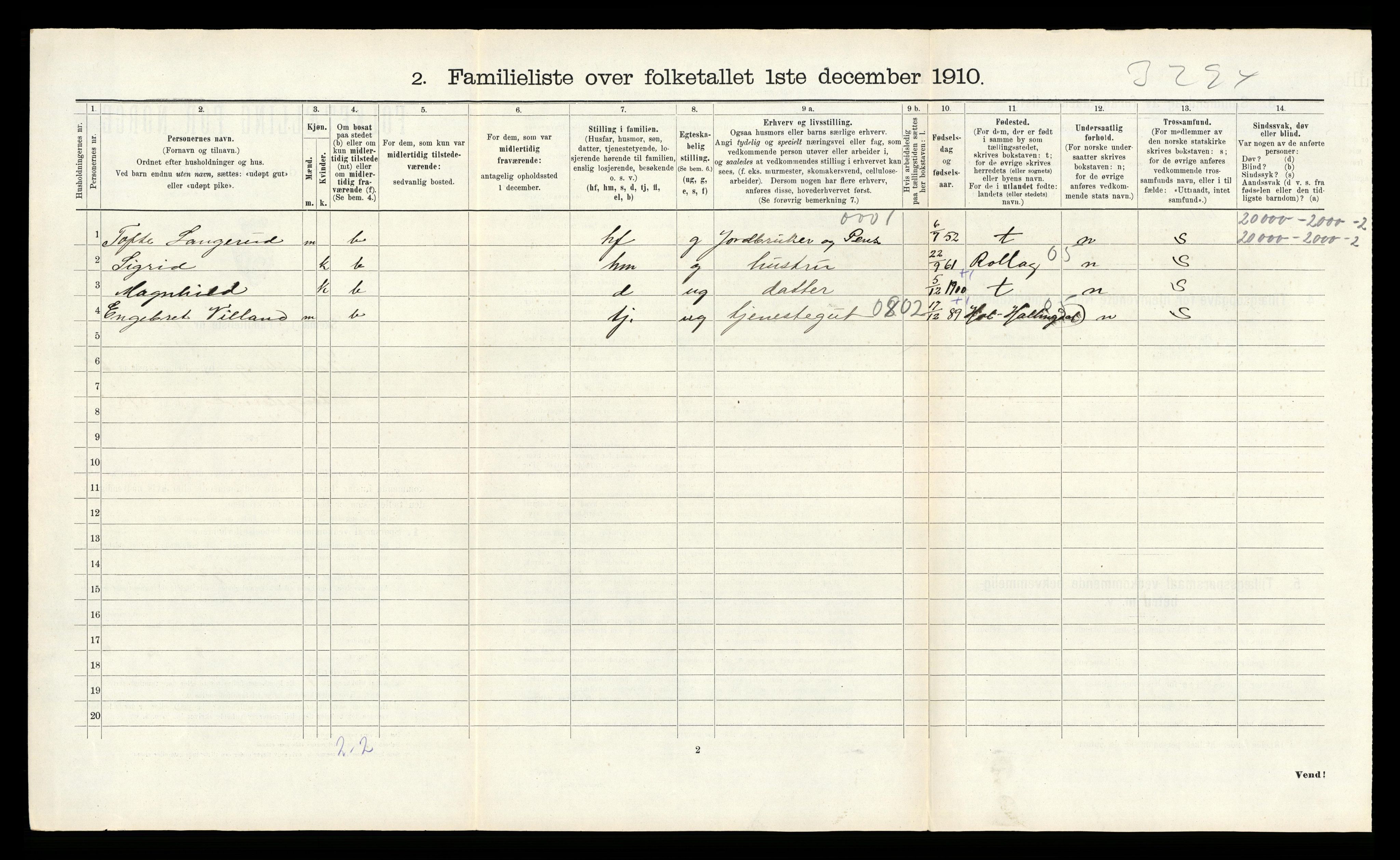 RA, 1910 census for Kongsberg, 1910, p. 3029