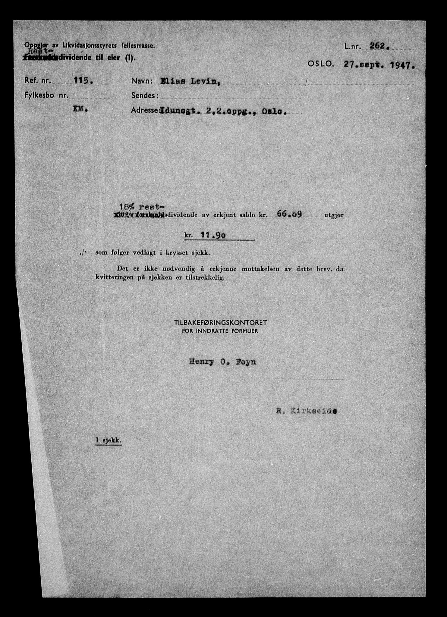 Justisdepartementet, Tilbakeføringskontoret for inndratte formuer, AV/RA-S-1564/H/Hc/Hcc/L0957: --, 1945-1947, p. 26