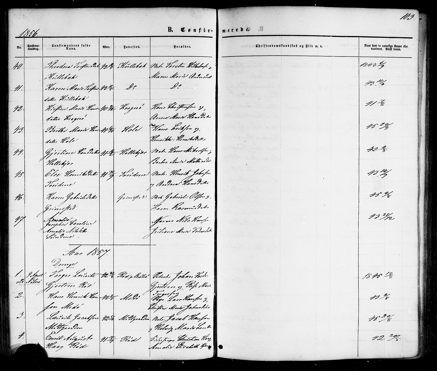 Nøtterøy kirkebøker, AV/SAKO-A-354/G/Gb/L0001: Parish register (copy) no. II 1, 1856-1874, p. 103