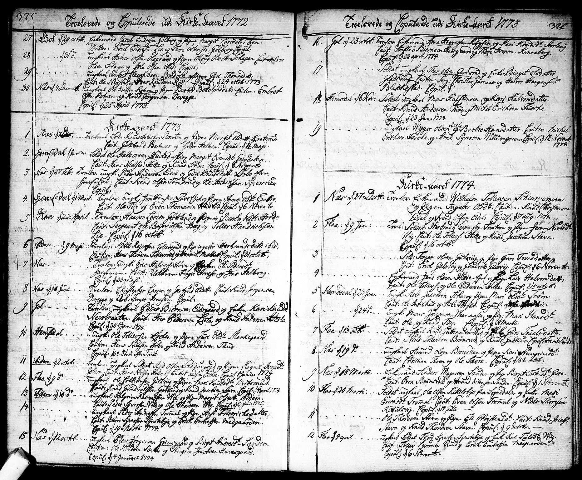 Nes kirkebøker, SAKO/A-236/F/Fa/L0004: Parish register (official) no. 4, 1764-1786, p. 325-326
