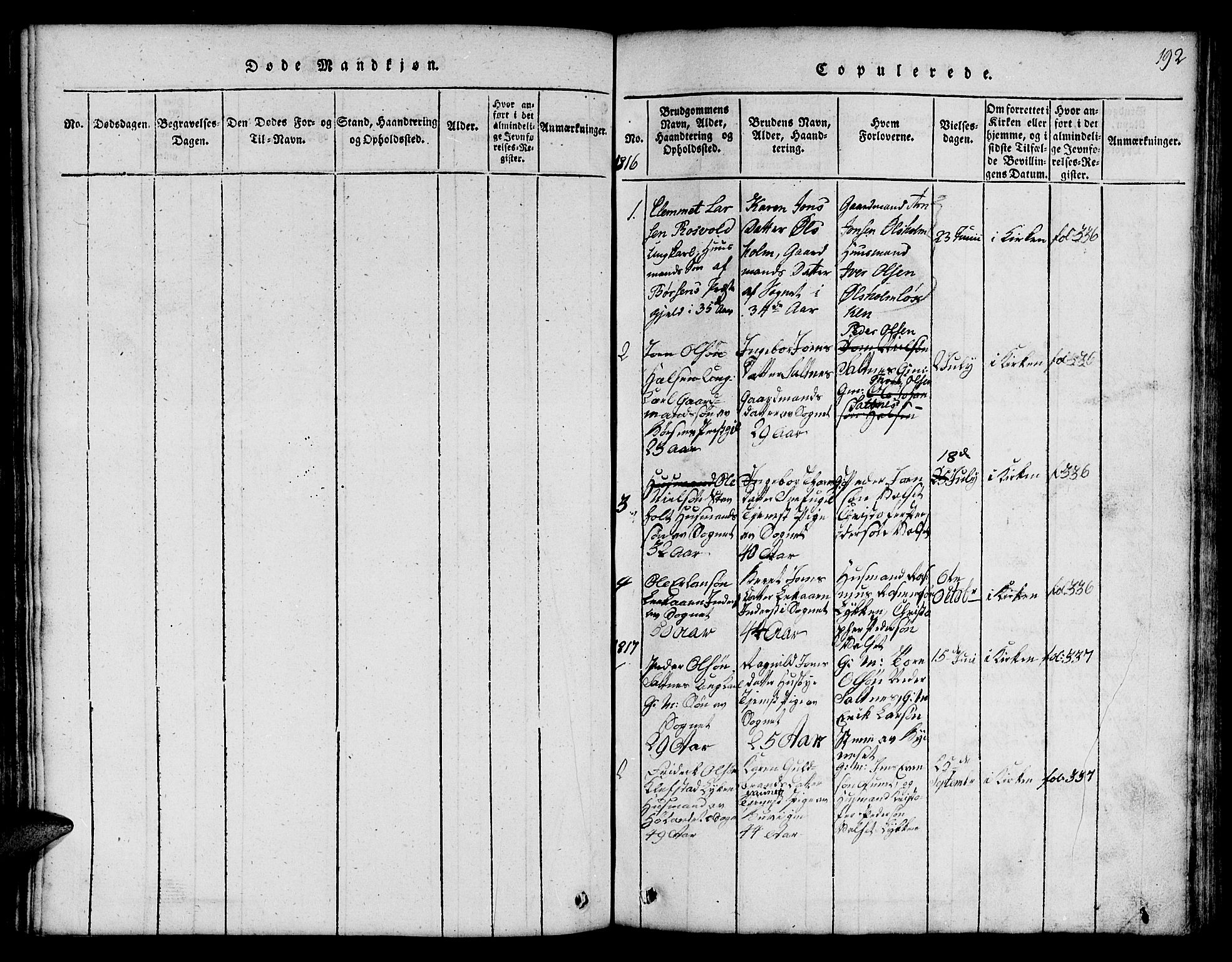 Ministerialprotokoller, klokkerbøker og fødselsregistre - Sør-Trøndelag, SAT/A-1456/666/L0788: Parish register (copy) no. 666C01, 1816-1847, p. 192