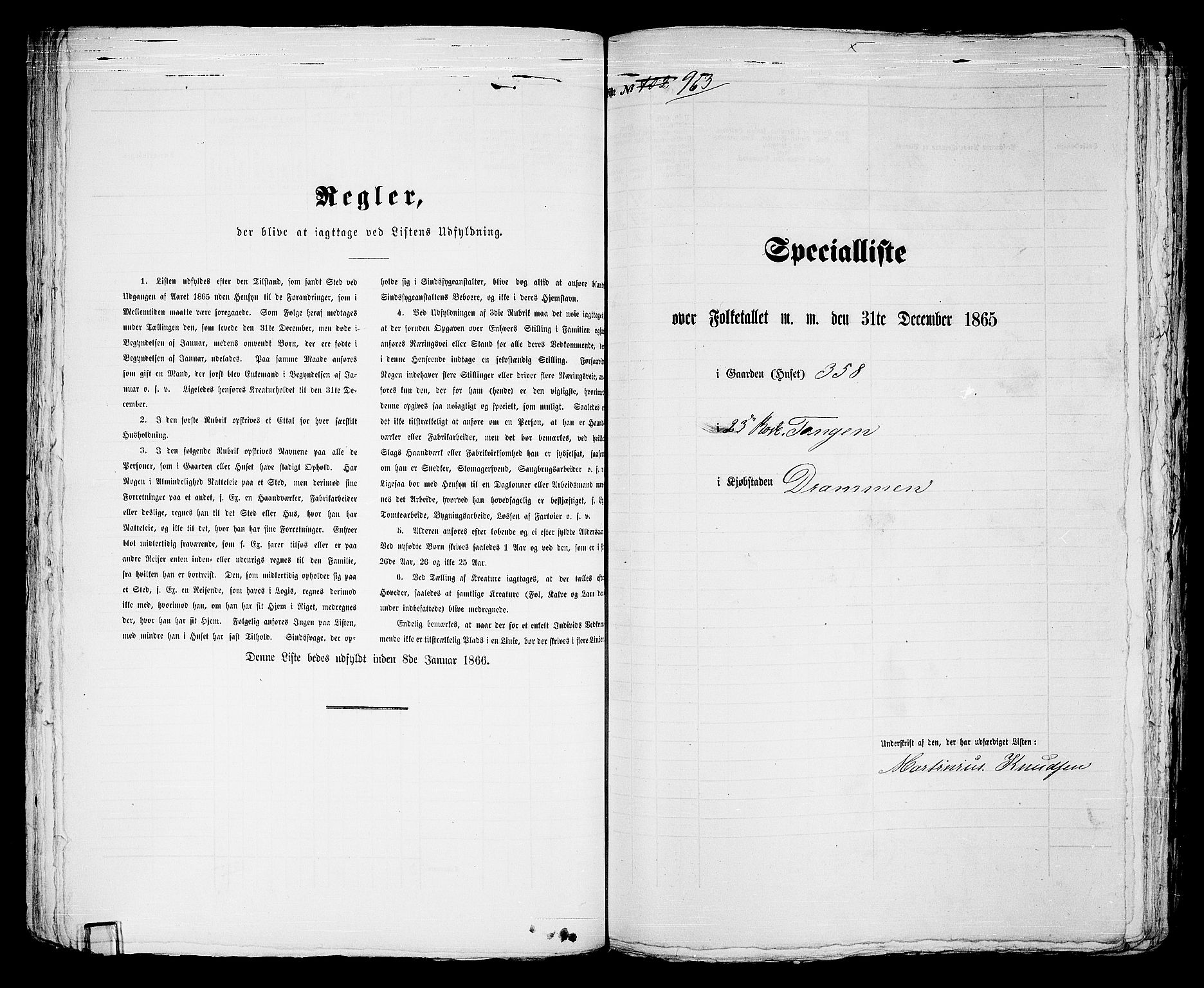 RA, 1865 census for Strømsø in Drammen, 1865, p. 749