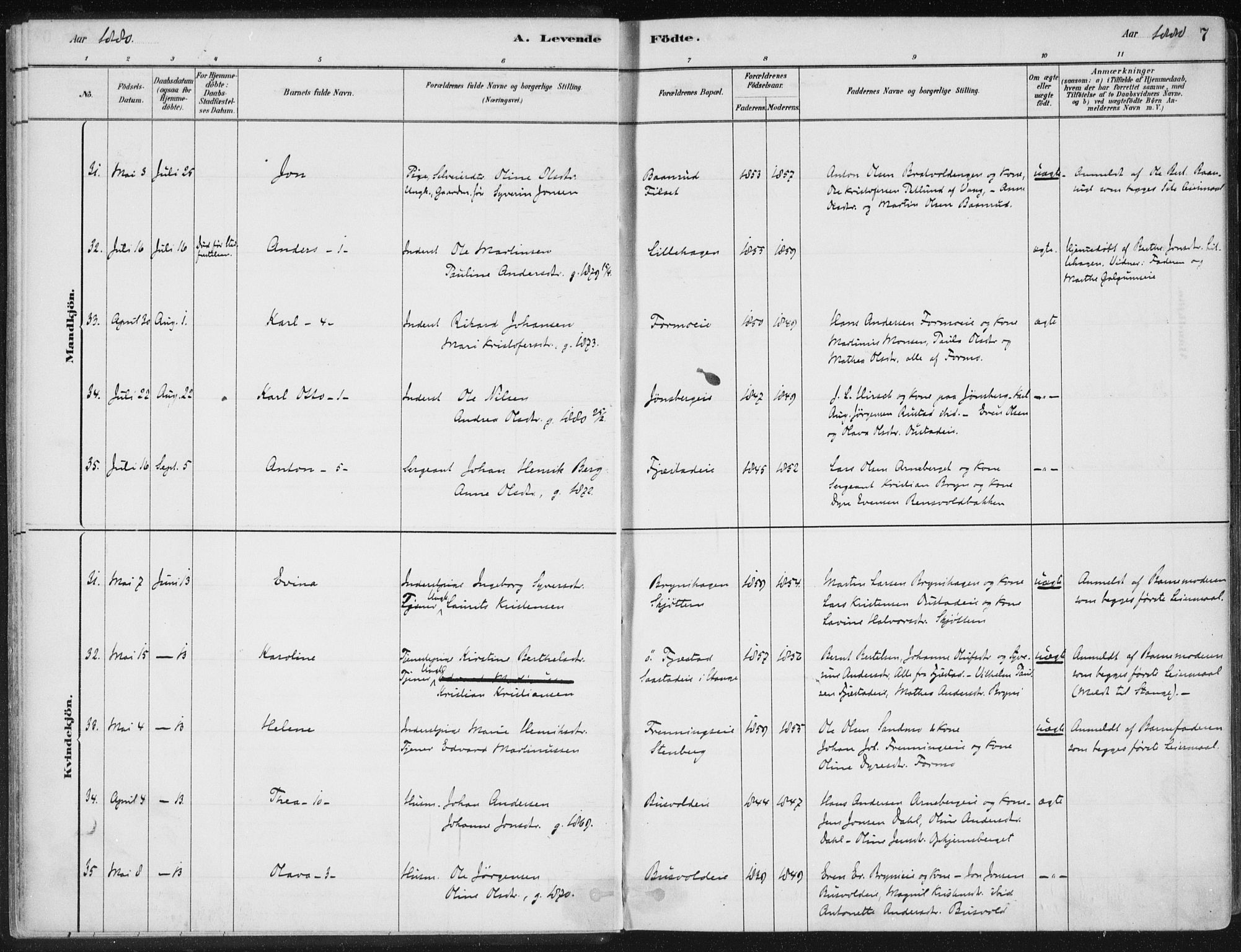 Romedal prestekontor, AV/SAH-PREST-004/K/L0010: Parish register (official) no. 10, 1880-1895, p. 7