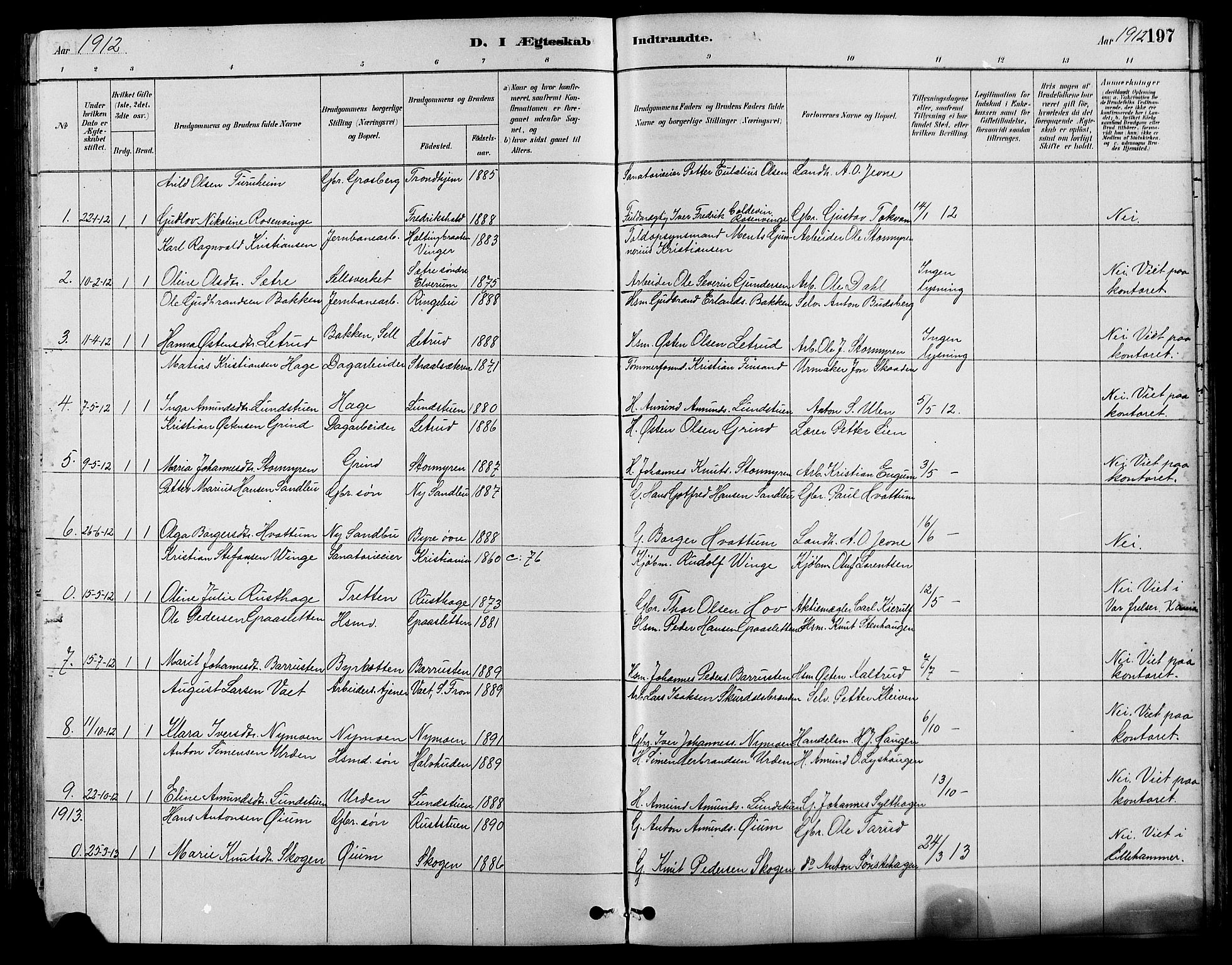Nord-Fron prestekontor, SAH/PREST-080/H/Ha/Hab/L0004: Parish register (copy) no. 4, 1884-1914, p. 197