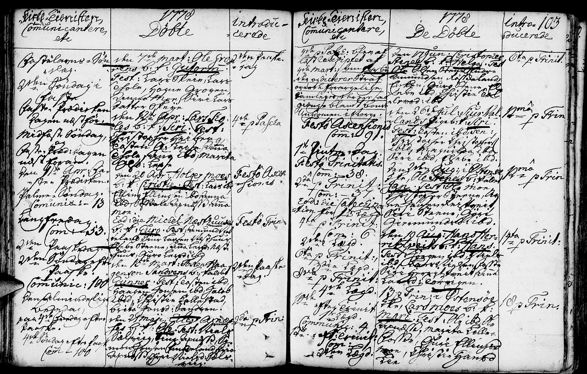 Kvam sokneprestembete, SAB/A-76201/H/Haa: Parish register (official) no. A 3, 1743-1795, p. 103