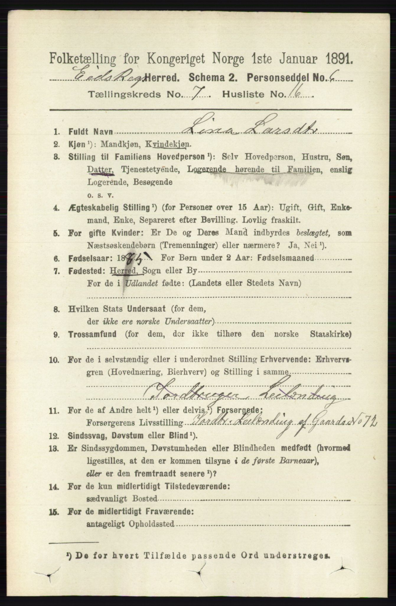 RA, 1891 census for 0420 Eidskog, 1891, p. 3780