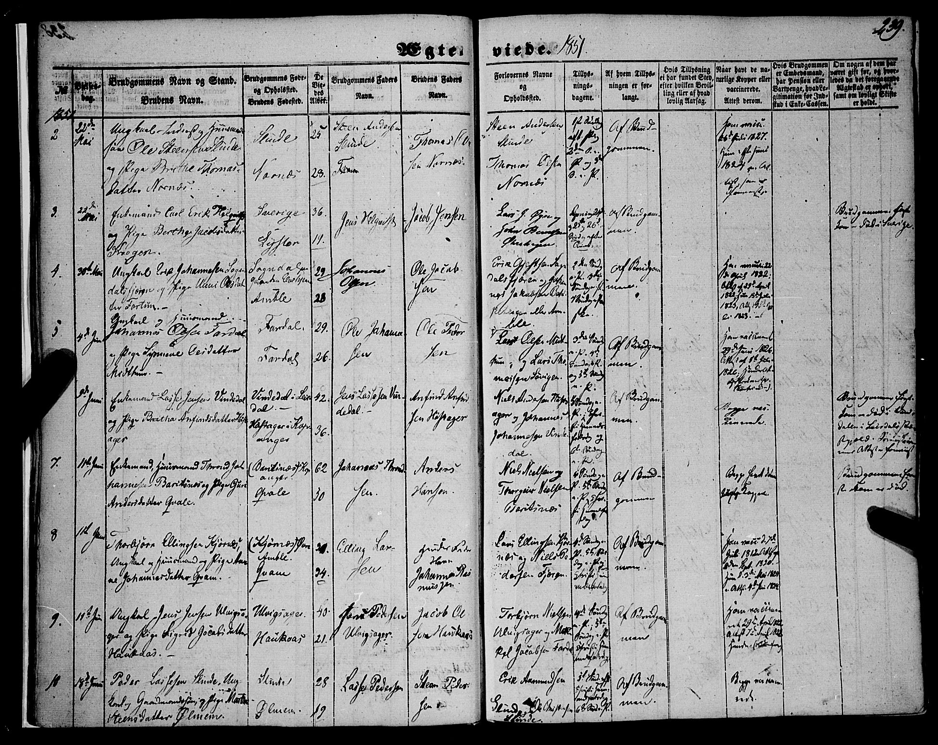 Sogndal sokneprestembete, AV/SAB-A-81301/H/Haa/Haaa/L0012II: Parish register (official) no. A 12II, 1847-1877, p. 239