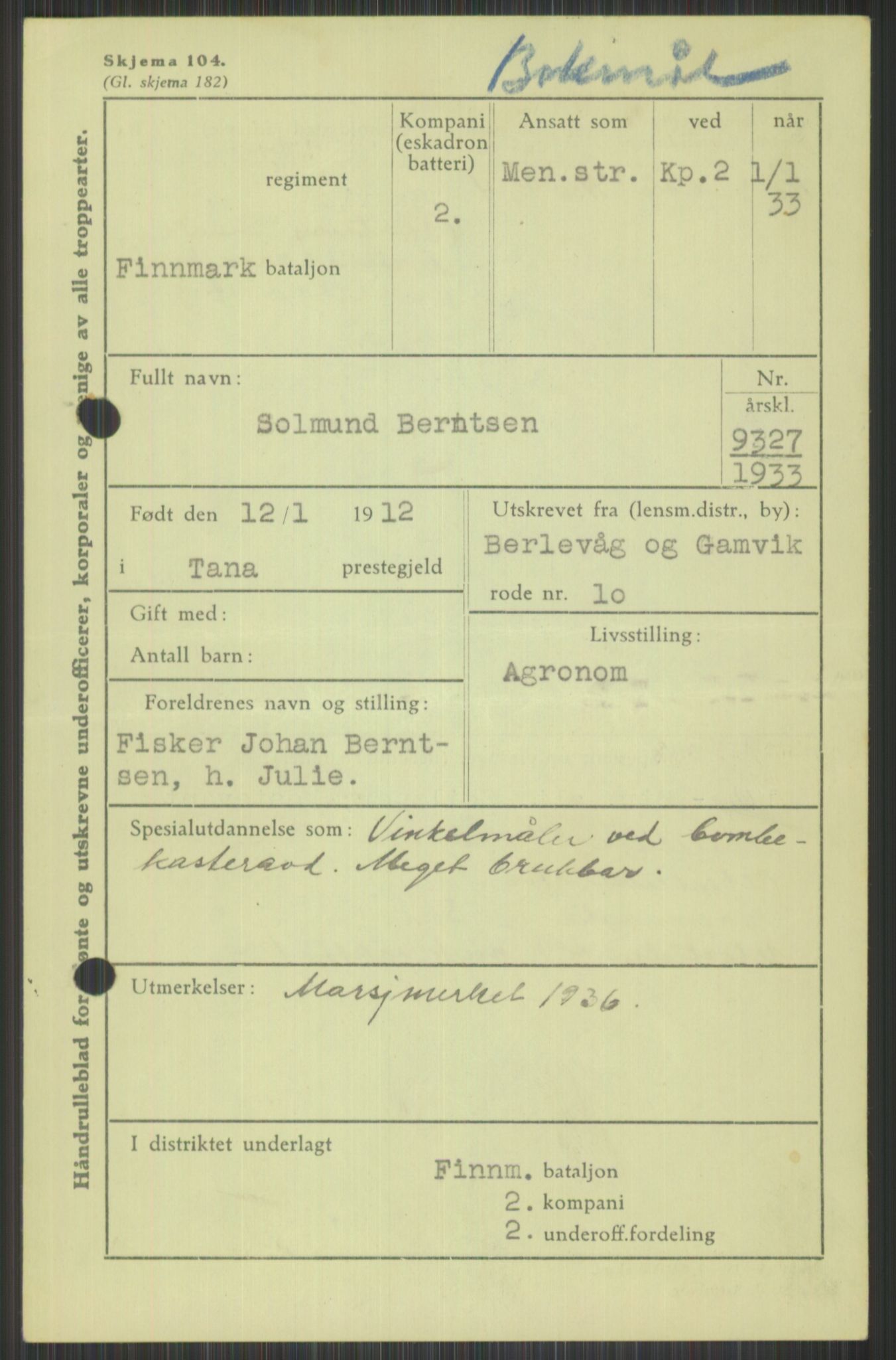 Forsvaret, Varanger bataljon, AV/RA-RAFA-2258/1/D/L0440: Rulleblad for fødte 1892-1912, 1892-1912, p. 1537