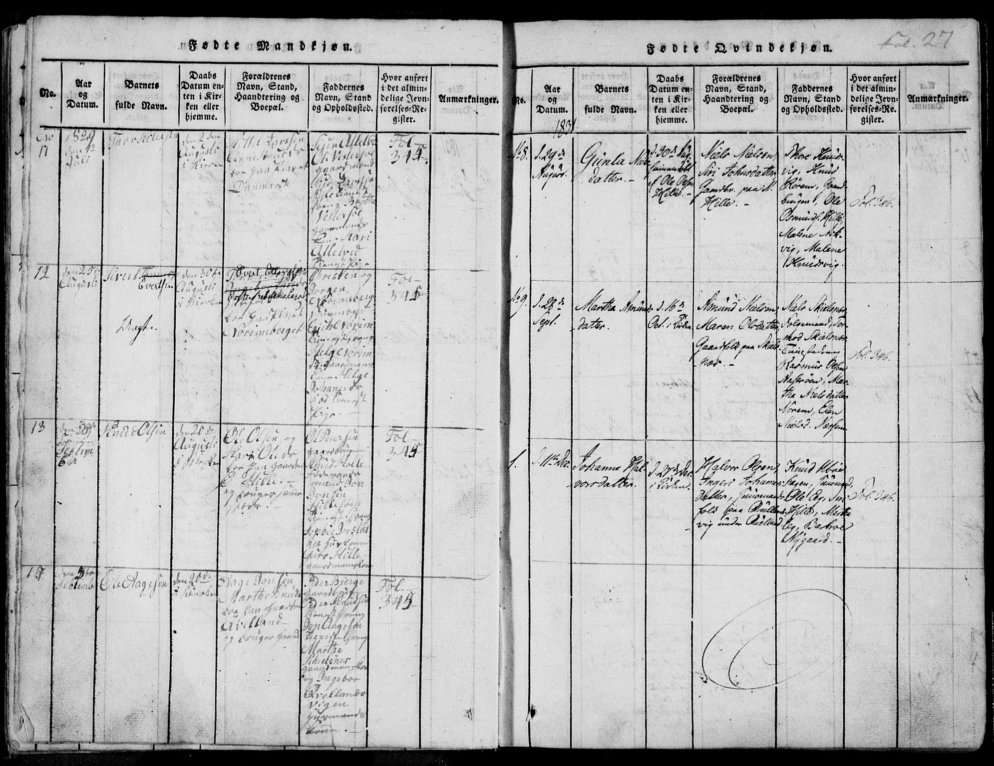 Nedstrand sokneprestkontor, AV/SAST-A-101841/01/IV: Parish register (official) no. A 7, 1816-1870, p. 27