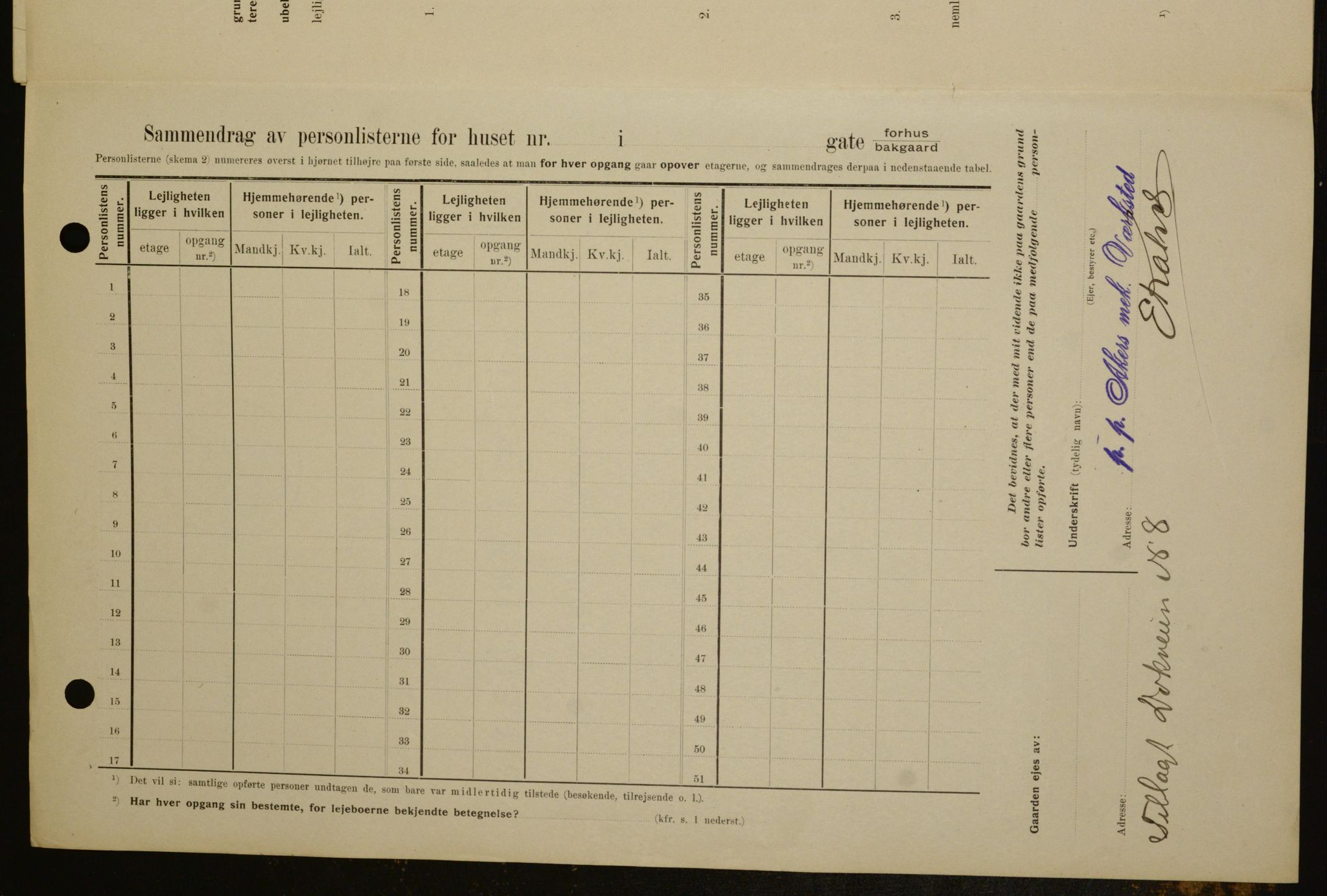 OBA, Municipal Census 1909 for Kristiania, 1909, p. 94499