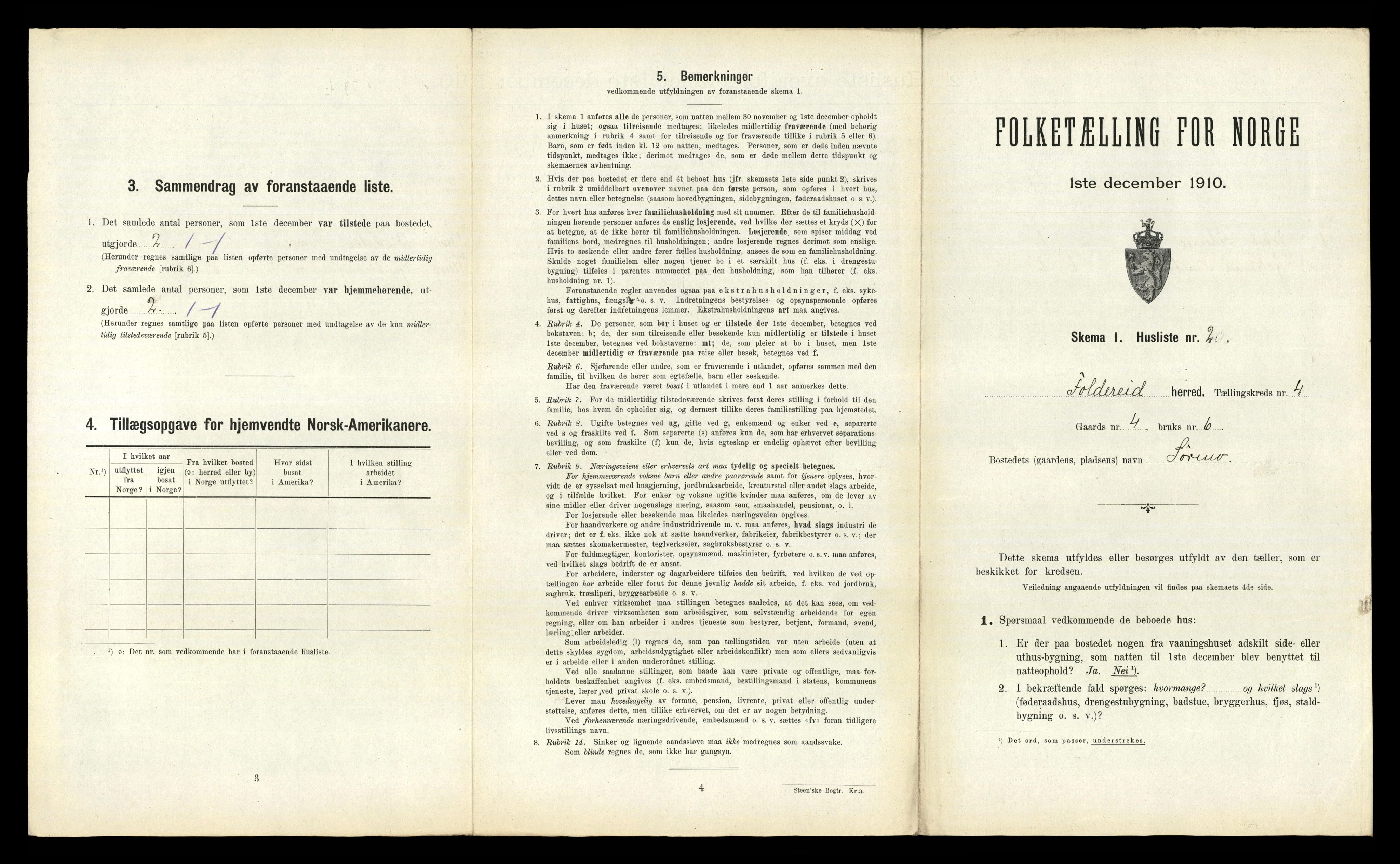 RA, 1910 census for Foldereid, 1910, p. 226