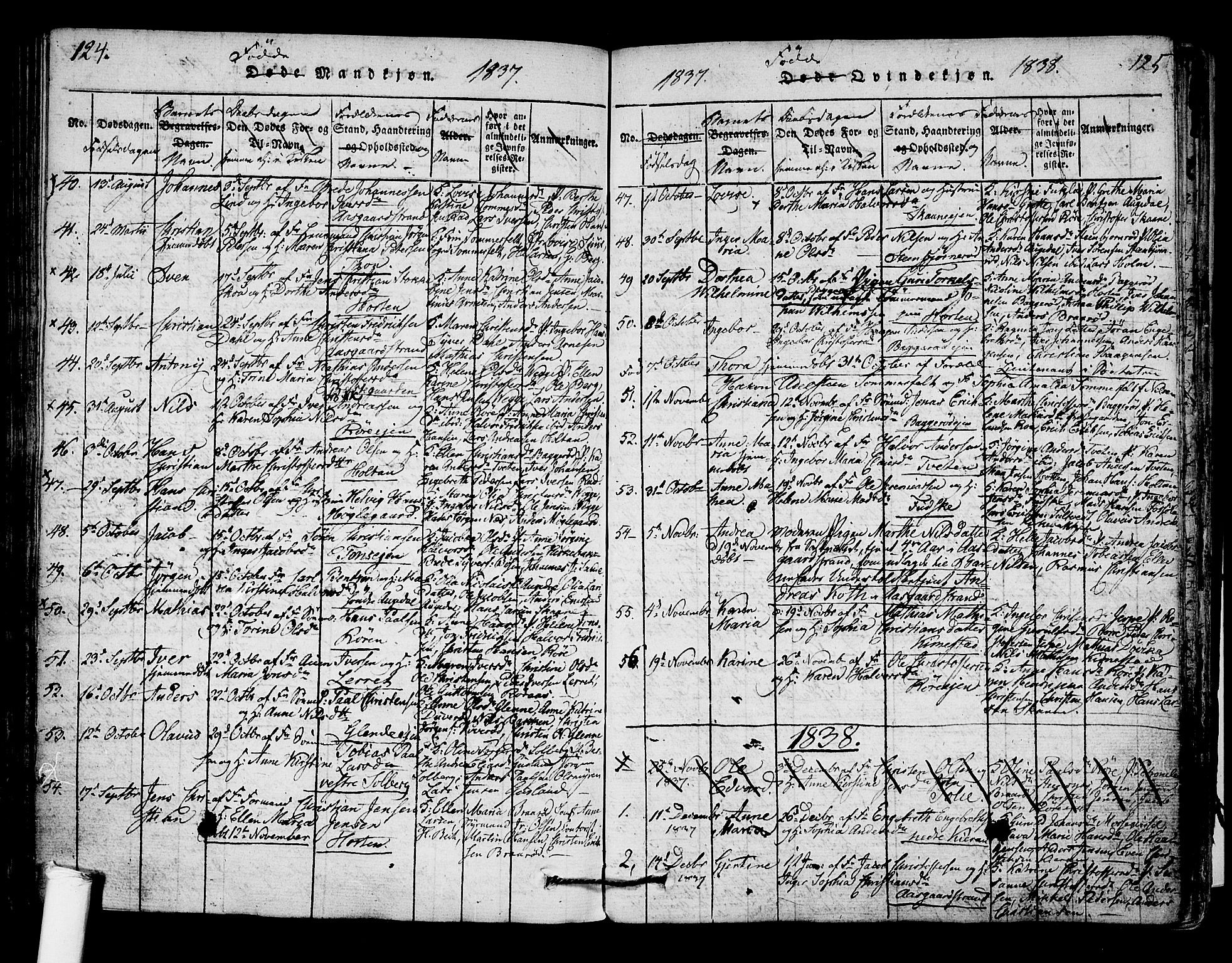 Borre kirkebøker, SAKO/A-338/F/Fa/L0004: Parish register (official) no. I 4, 1815-1845, p. 124-125