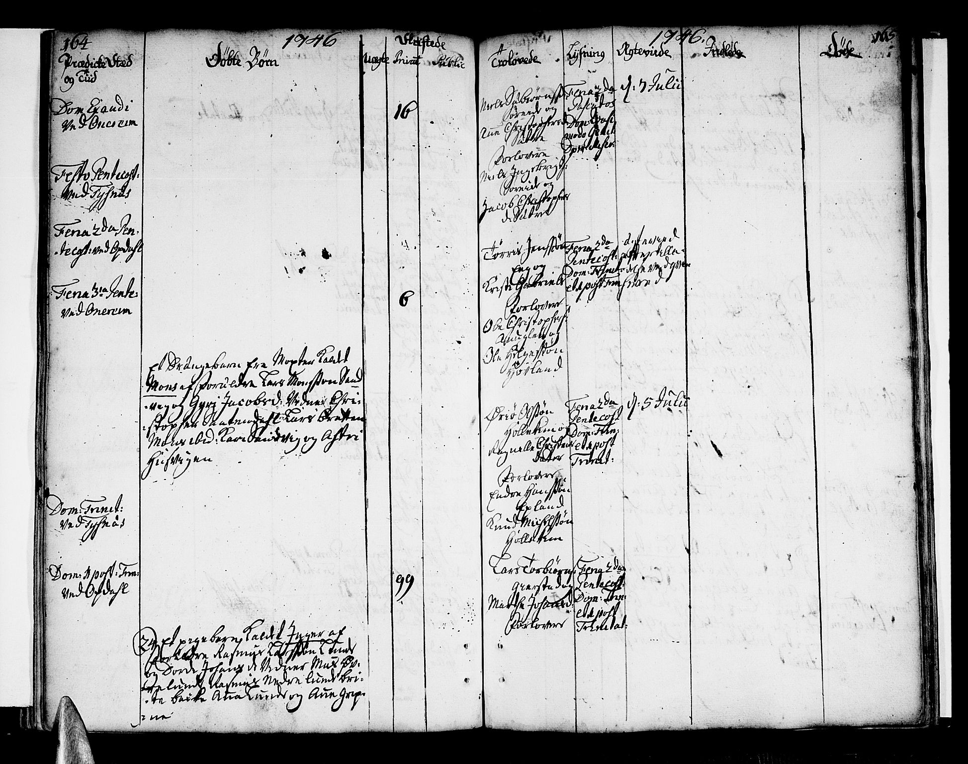 Tysnes sokneprestembete, SAB/A-78601/H/Haa: Parish register (official) no. A 3, 1740-1749, p. 164-165