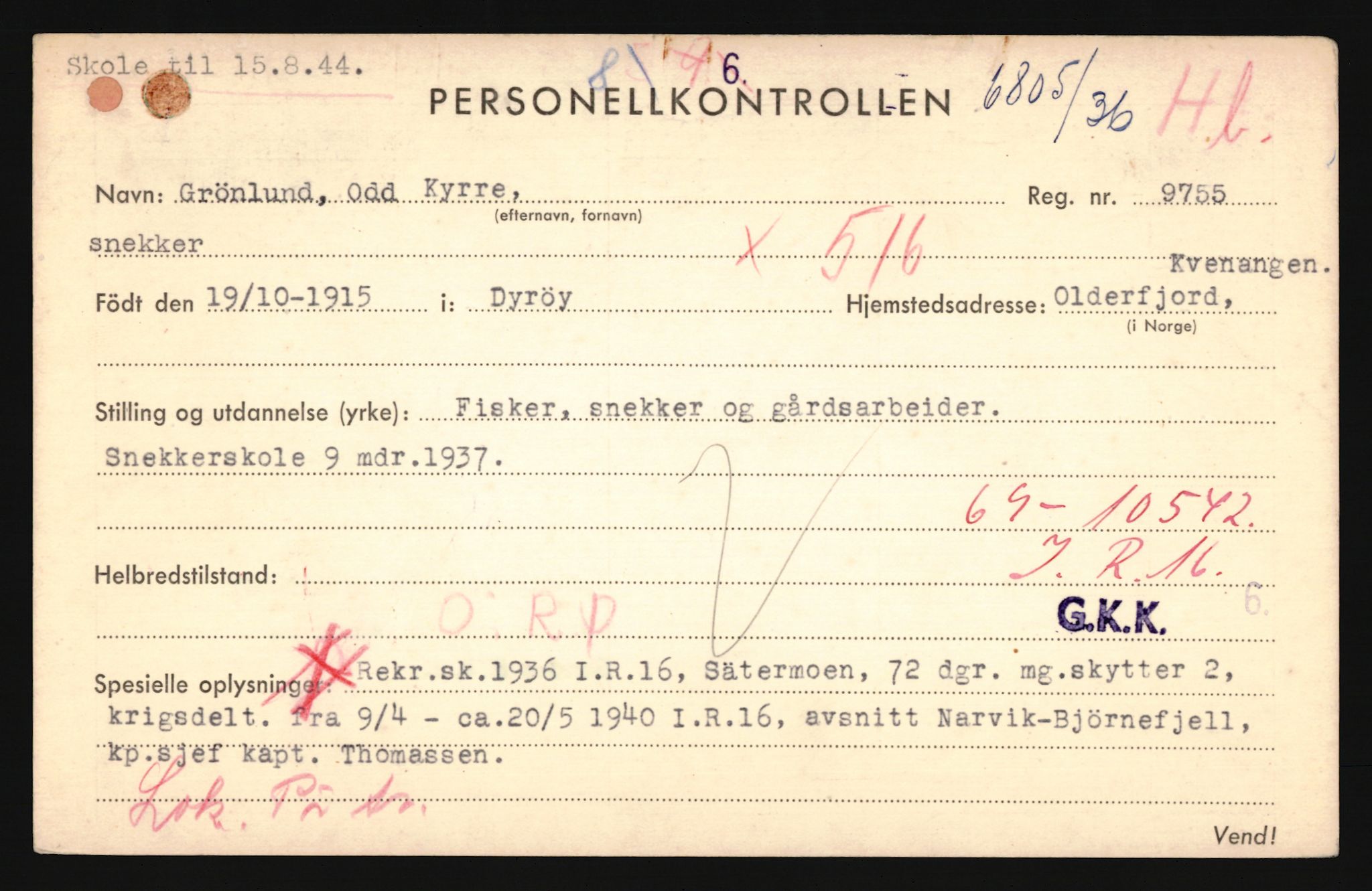 Forsvaret, Troms infanteriregiment nr. 16, AV/RA-RAFA-3146/P/Pa/L0020: Rulleblad for regimentets menige mannskaper, årsklasse 1936, 1936, p. 283