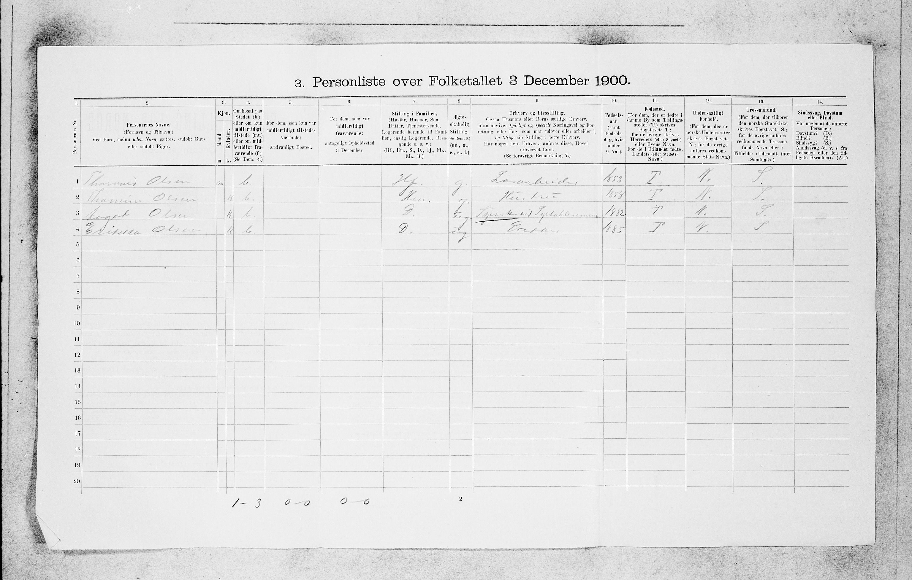 SAB, 1900 census for Bergen, 1900, p. 6287