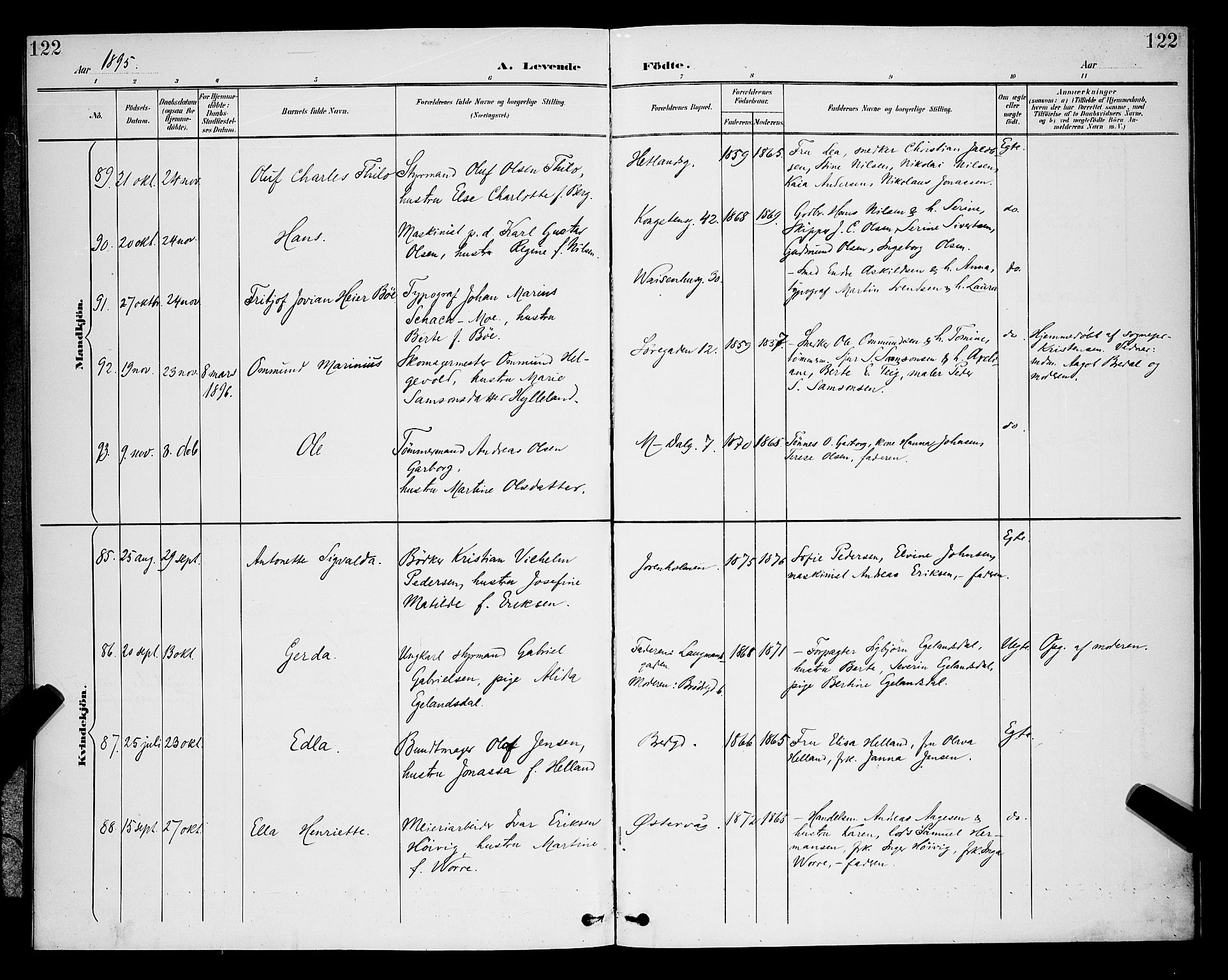St. Petri sokneprestkontor, SAST/A-101813/001/30/30BB/L0006: Parish register (copy) no. B 6, 1890-1897, p. 122