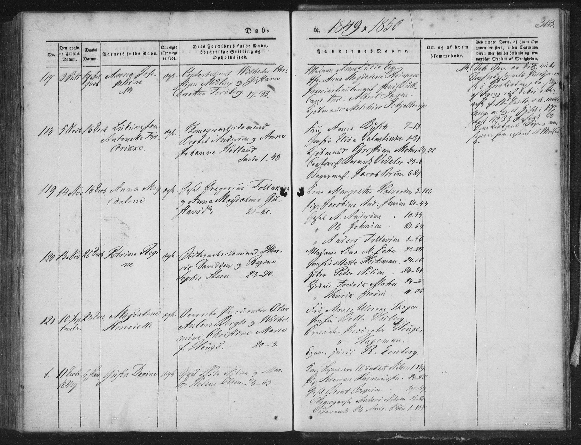 Korskirken sokneprestembete, SAB/A-76101/H/Haa/L0016: Parish register (official) no. B 2, 1841-1851, p. 313
