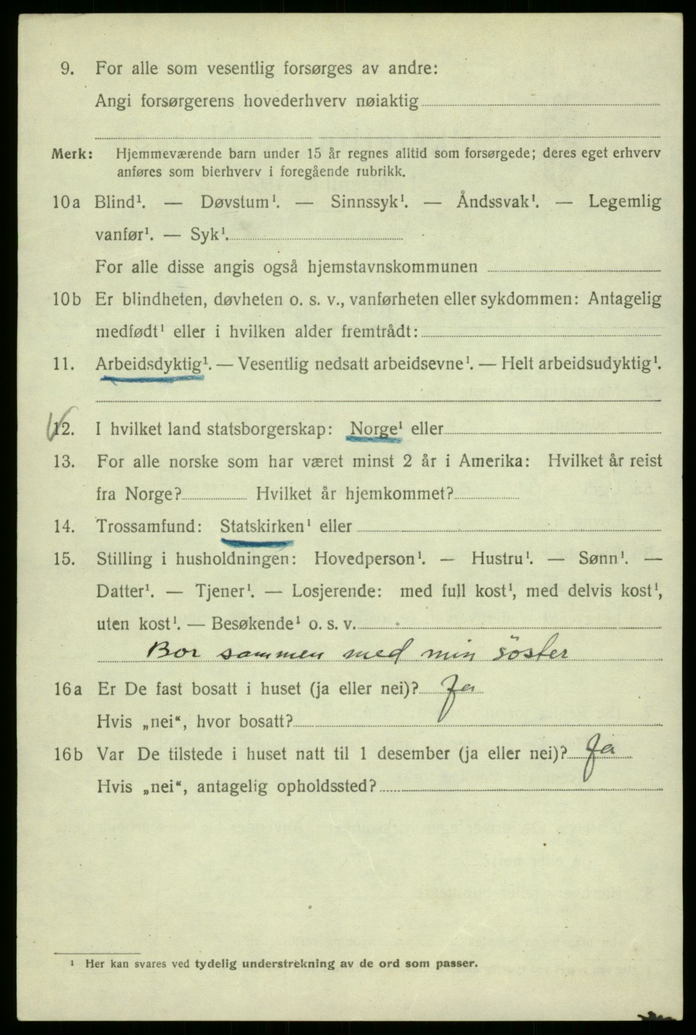 SAB, 1920 census for Bergen, 1920, p. 85058