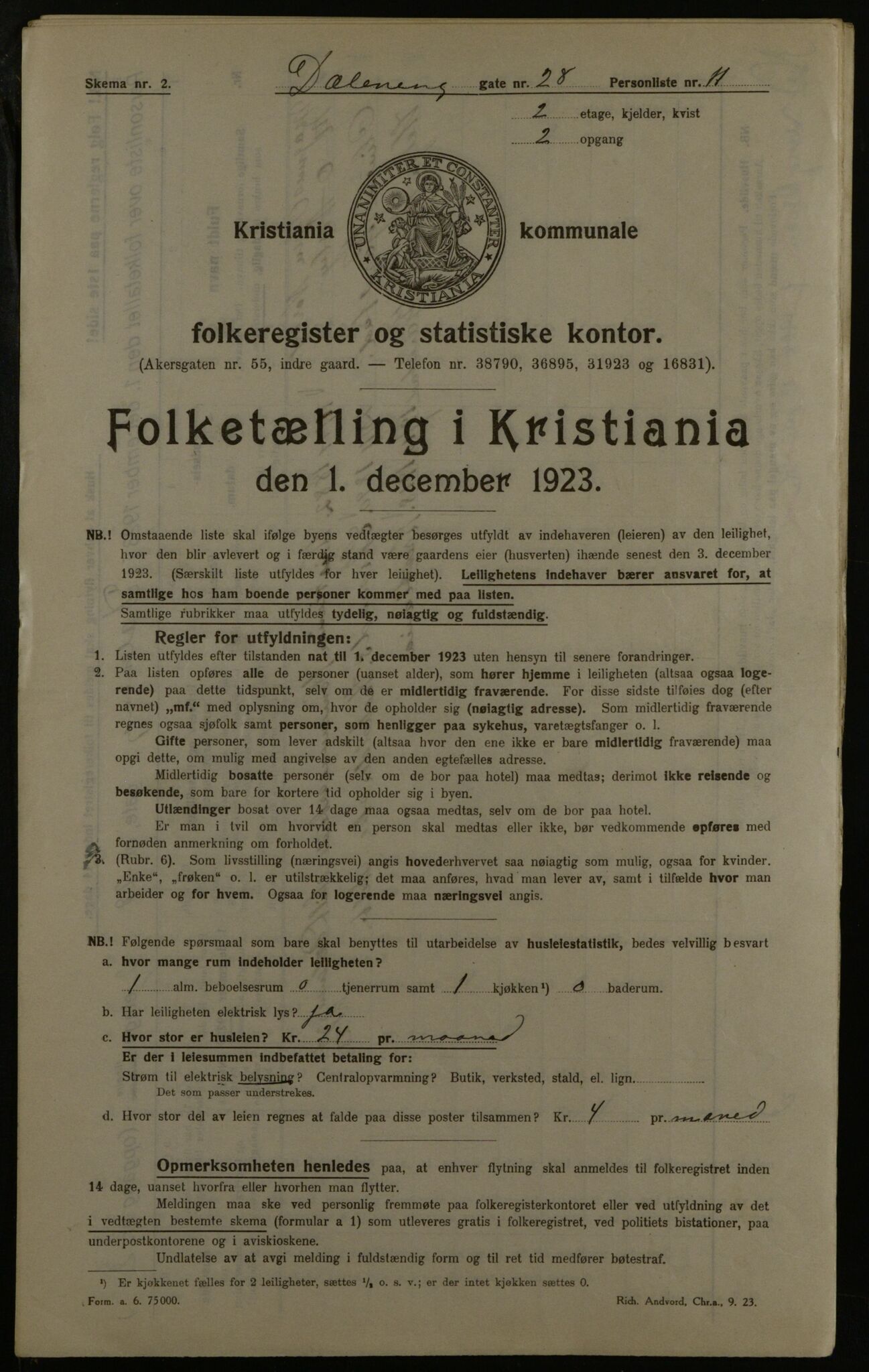 OBA, Municipal Census 1923 for Kristiania, 1923, p. 19672