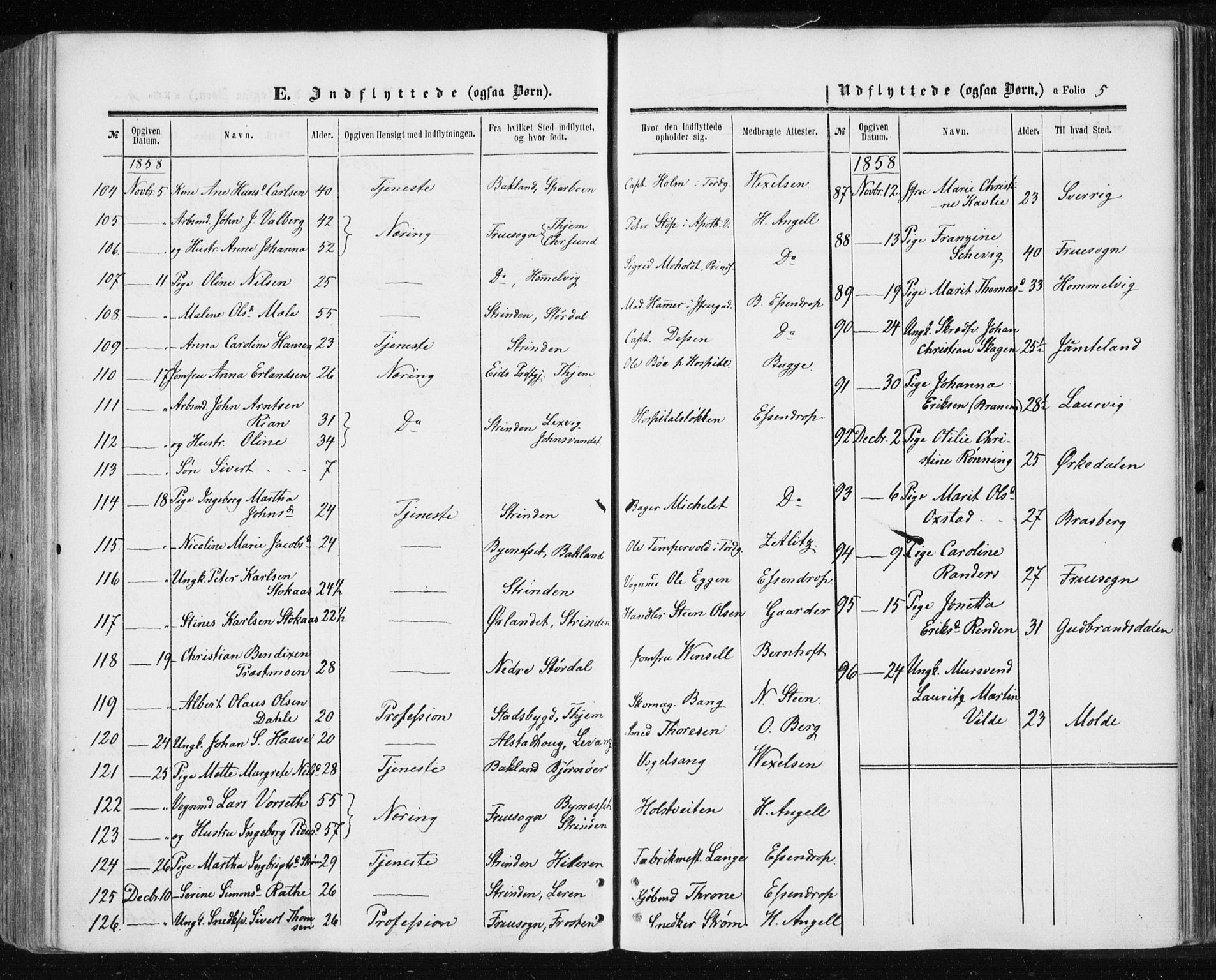 Ministerialprotokoller, klokkerbøker og fødselsregistre - Sør-Trøndelag, SAT/A-1456/601/L0053: Parish register (official) no. 601A21, 1857-1865, p. 5