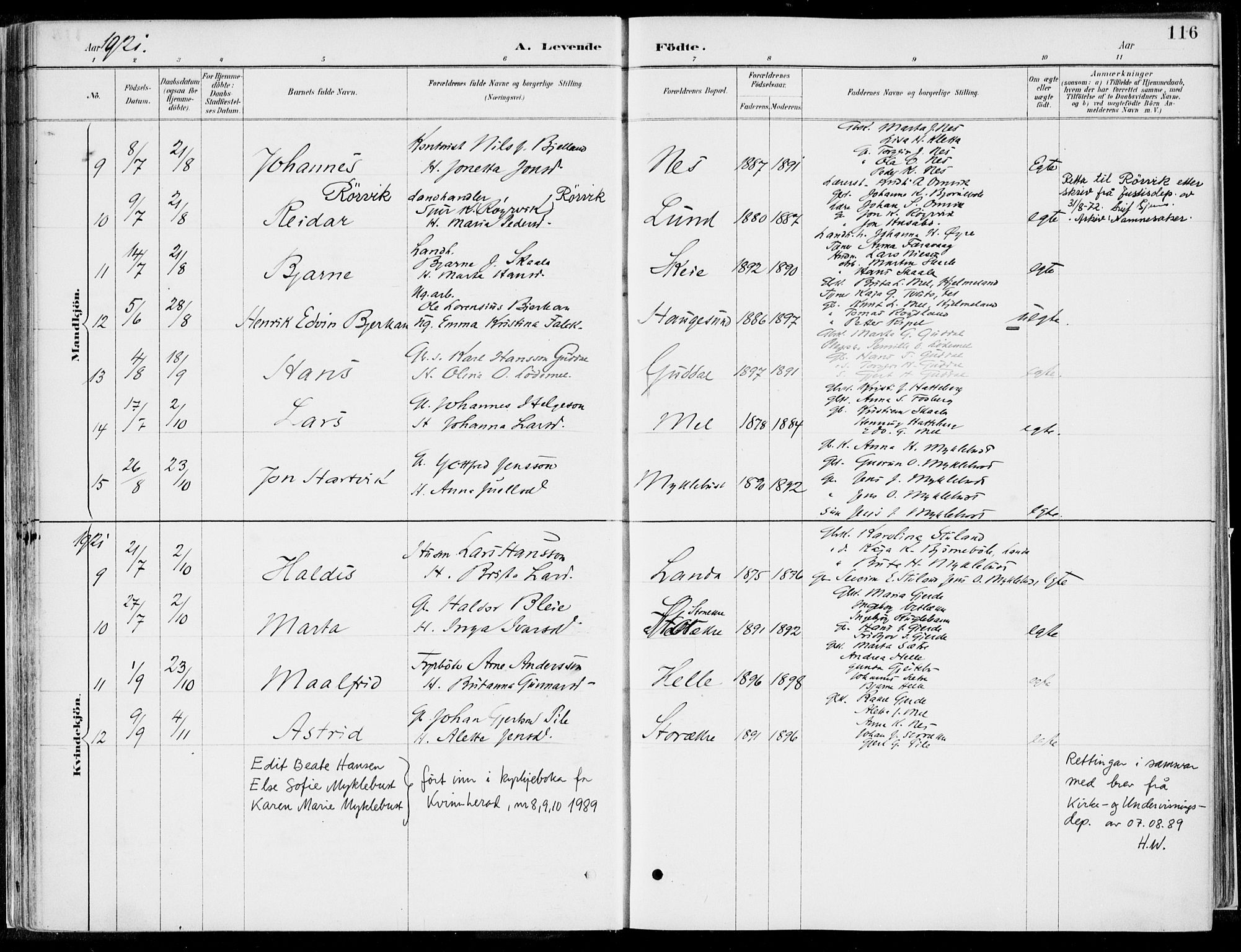 Kvinnherad sokneprestembete, SAB/A-76401/H/Haa: Parish register (official) no. B  1, 1887-1921, p. 116