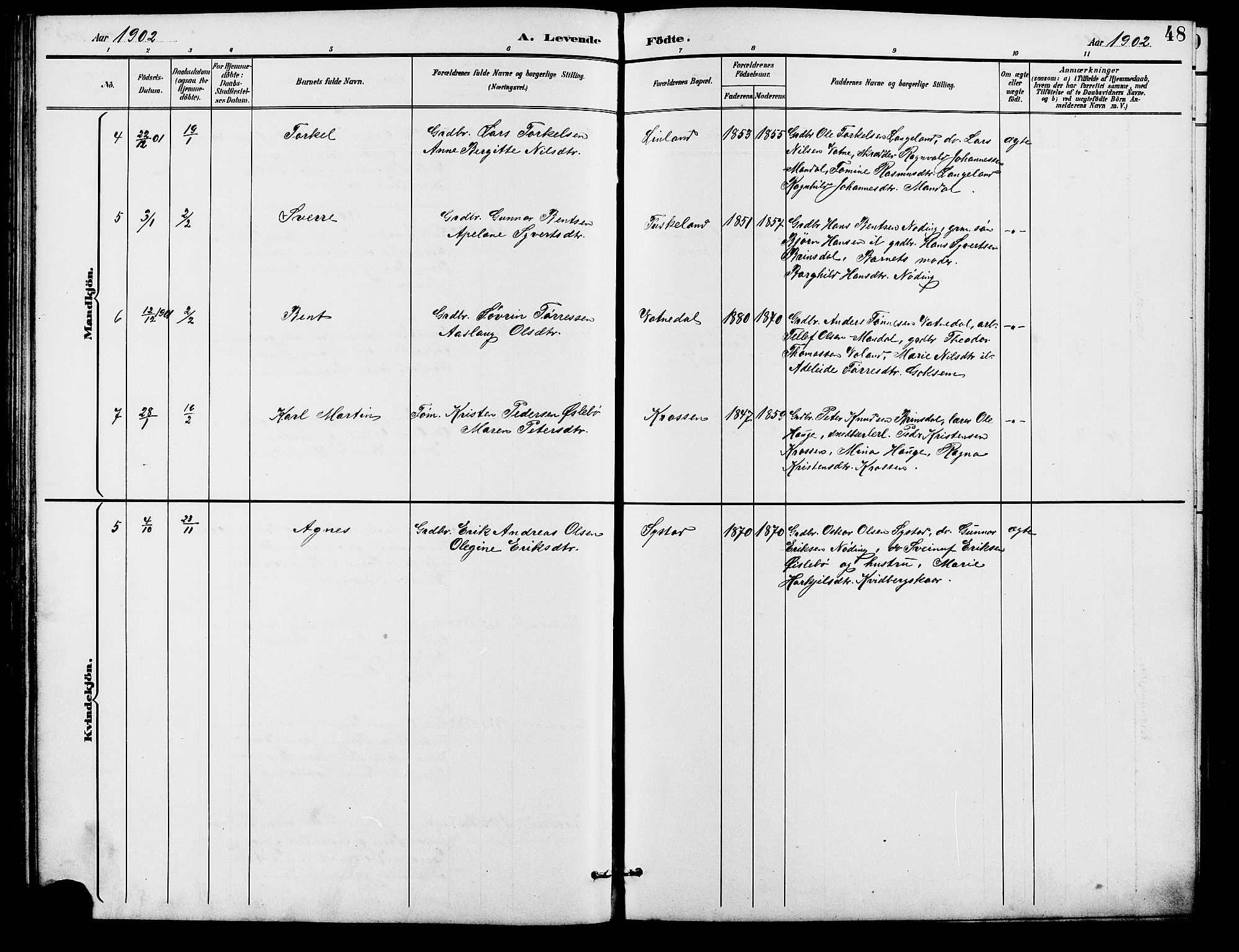 Holum sokneprestkontor, SAK/1111-0022/F/Fb/Fba/L0005: Parish register (copy) no. B 5, 1891-1909, p. 48