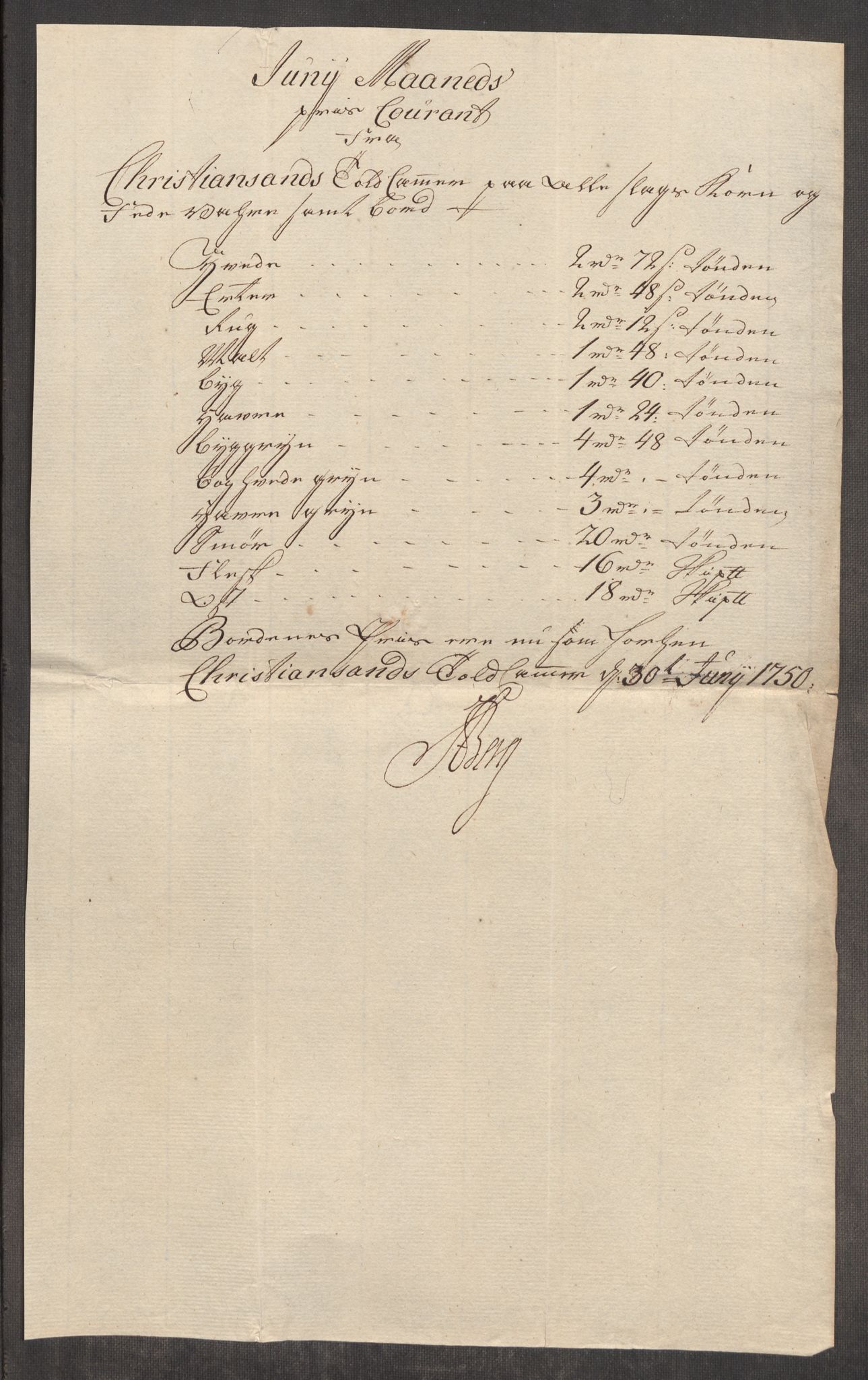 Rentekammeret inntil 1814, Realistisk ordnet avdeling, AV/RA-EA-4070/Oe/L0004: [Ø1]: Priskuranter, 1749-1752, p. 411