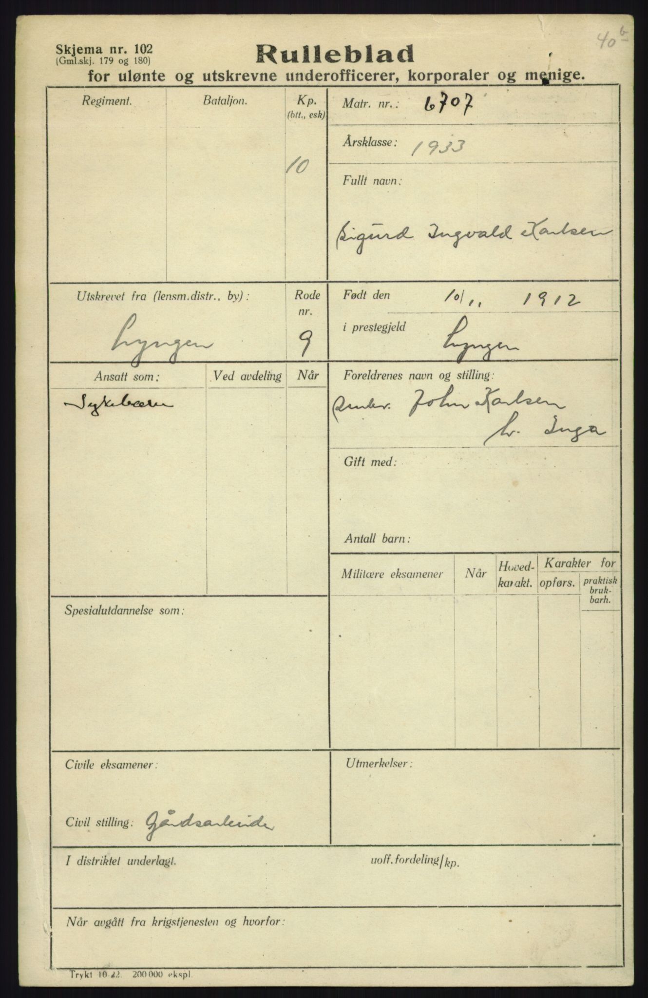 Forsvaret, Troms infanteriregiment nr. 16, AV/RA-RAFA-3146/P/Pa/L0017: Rulleblad for regimentets menige mannskaper, årsklasse 1933, 1933, p. 703