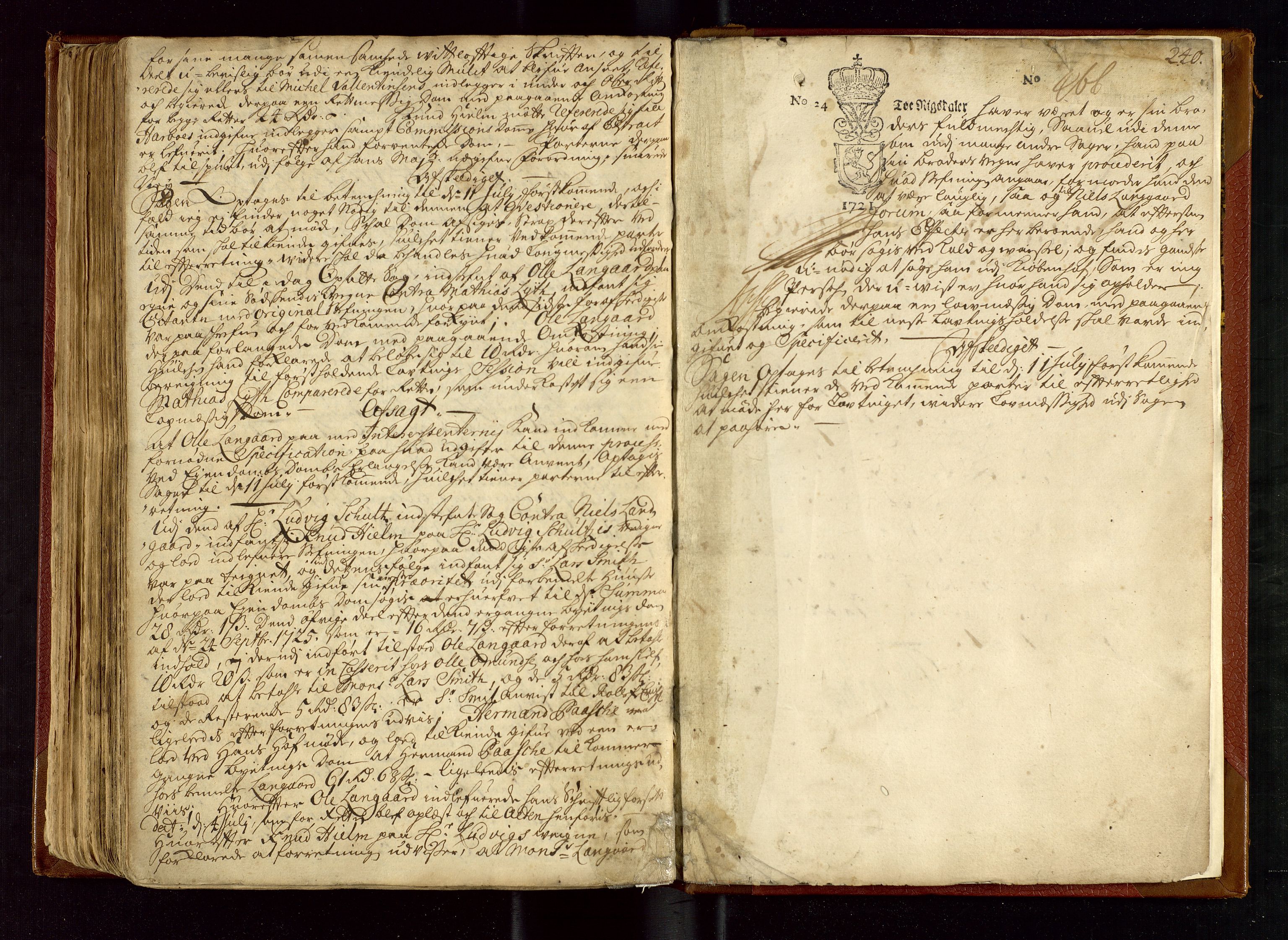 Stavanger lagting, AV/SAST-A-101420/Oa/L0015: Tingbok, 1721-1726, p. 239b-240a