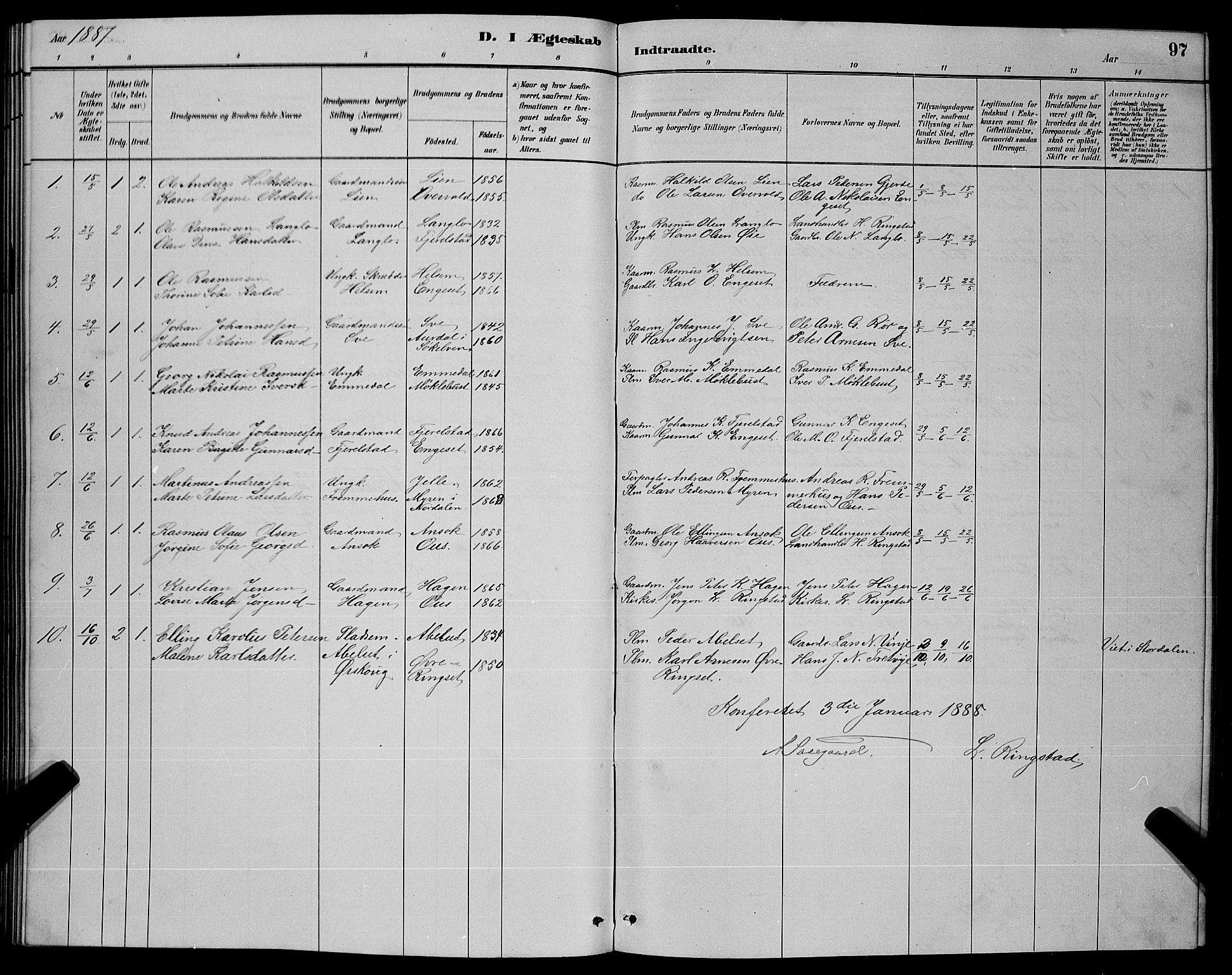 Ministerialprotokoller, klokkerbøker og fødselsregistre - Møre og Romsdal, AV/SAT-A-1454/520/L0292: Parish register (copy) no. 520C04, 1882-1901, p. 97