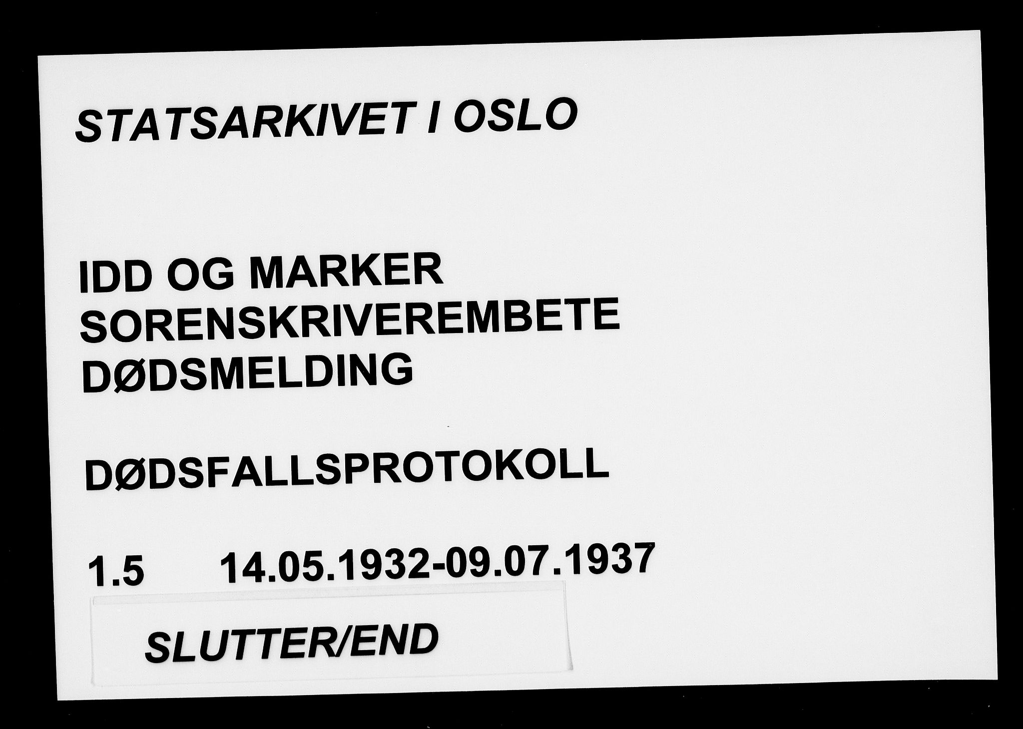 Idd og Marker sorenskriveri, AV/SAO-A-10283/H/Ha/Haa/L0001/0005: Dødsanmeldelsesprotokoller / Dødsanmeldelsesprotokoll, 1932-1937