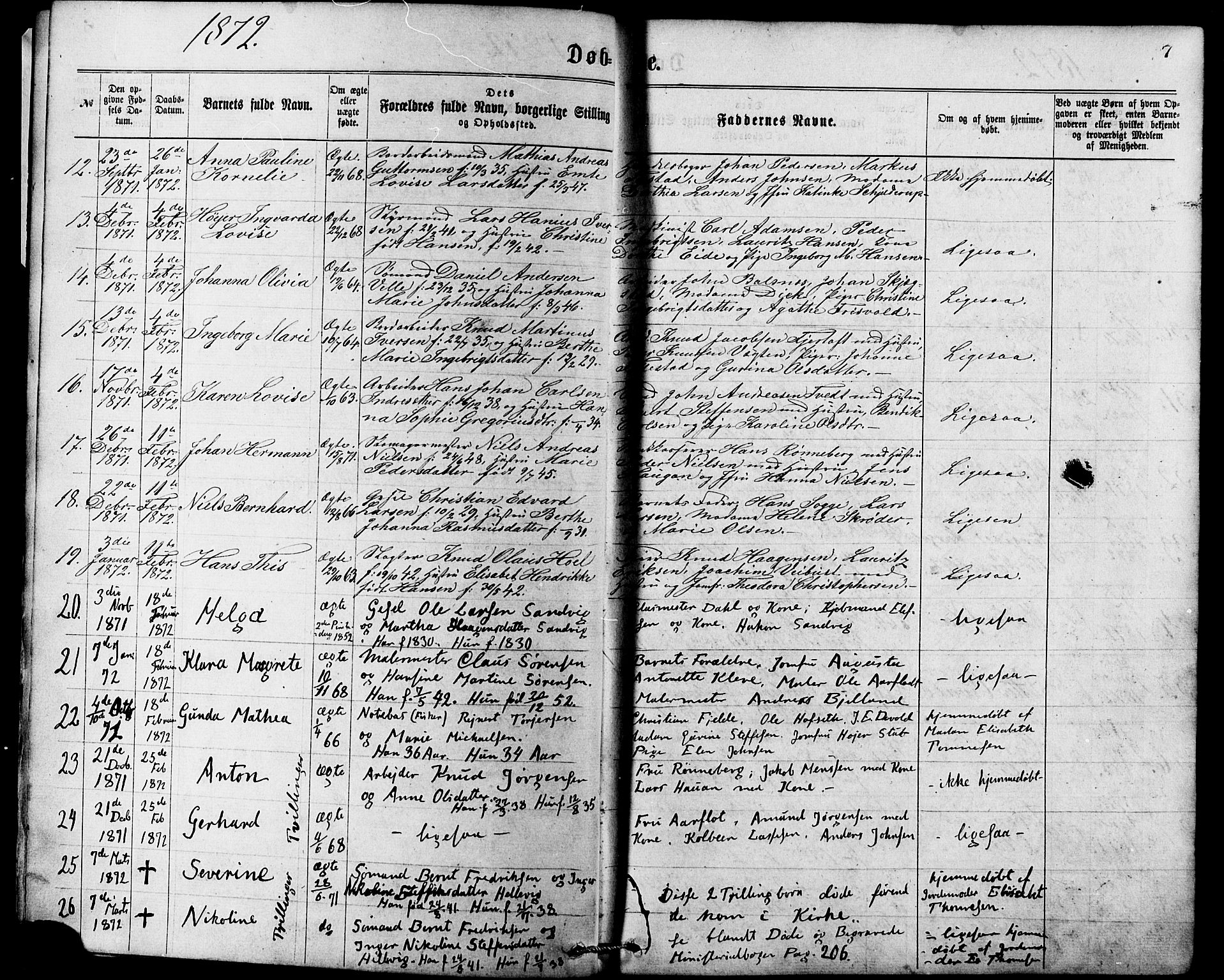 Ministerialprotokoller, klokkerbøker og fødselsregistre - Møre og Romsdal, SAT/A-1454/529/L0453: Parish register (official) no. 529A03, 1872-1877, p. 7