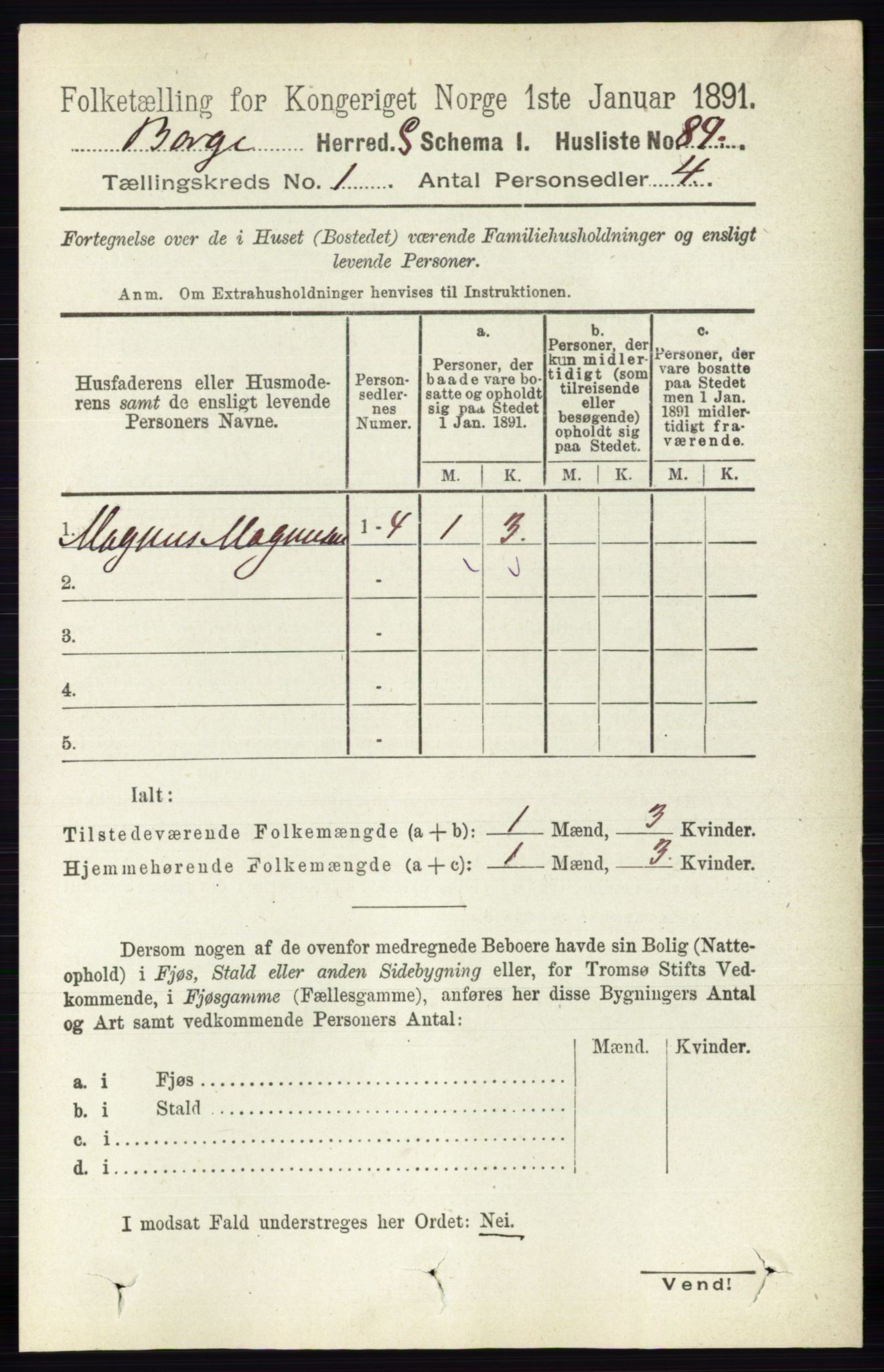 RA, 1891 census for 0113 Borge, 1891, p. 121