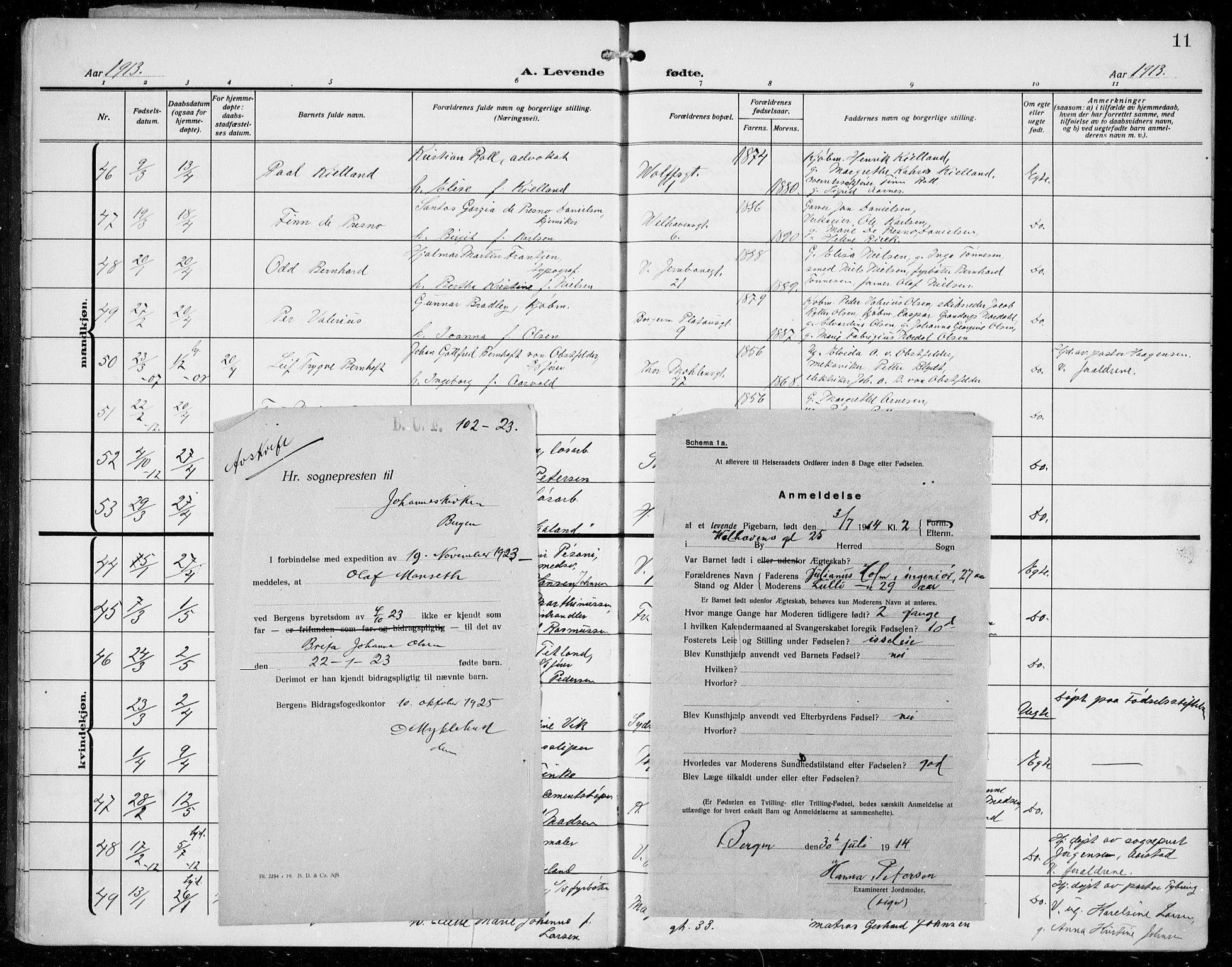 Johanneskirken sokneprestembete, AV/SAB-A-76001/H/Hab: Parish register (copy) no. A 3, 1913-1934, p. 11