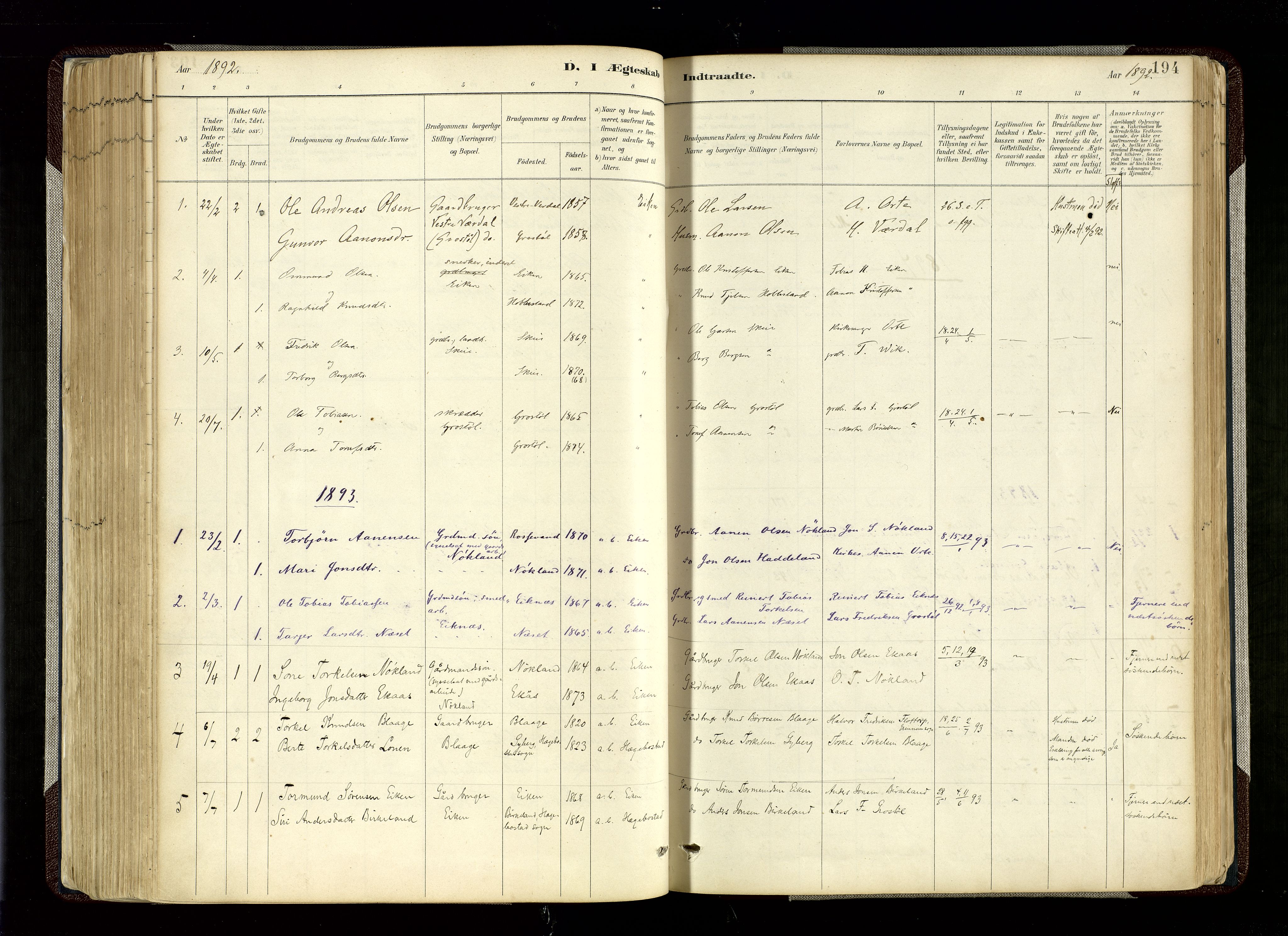 Hægebostad sokneprestkontor, SAK/1111-0024/F/Fa/Fab/L0004: Parish register (official) no. A 4, 1887-1929, p. 194