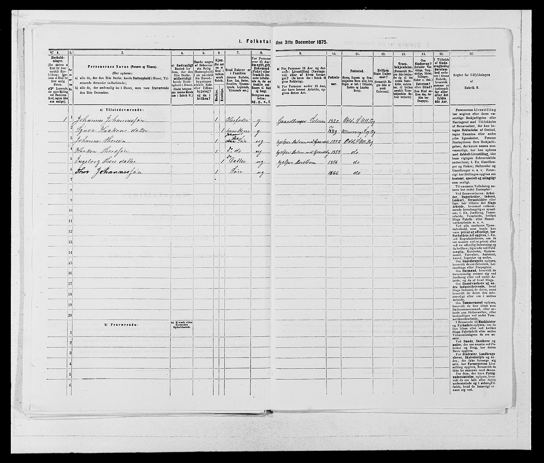 SAB, 1875 census for 1230P Ullensvang, 1875, p. 284