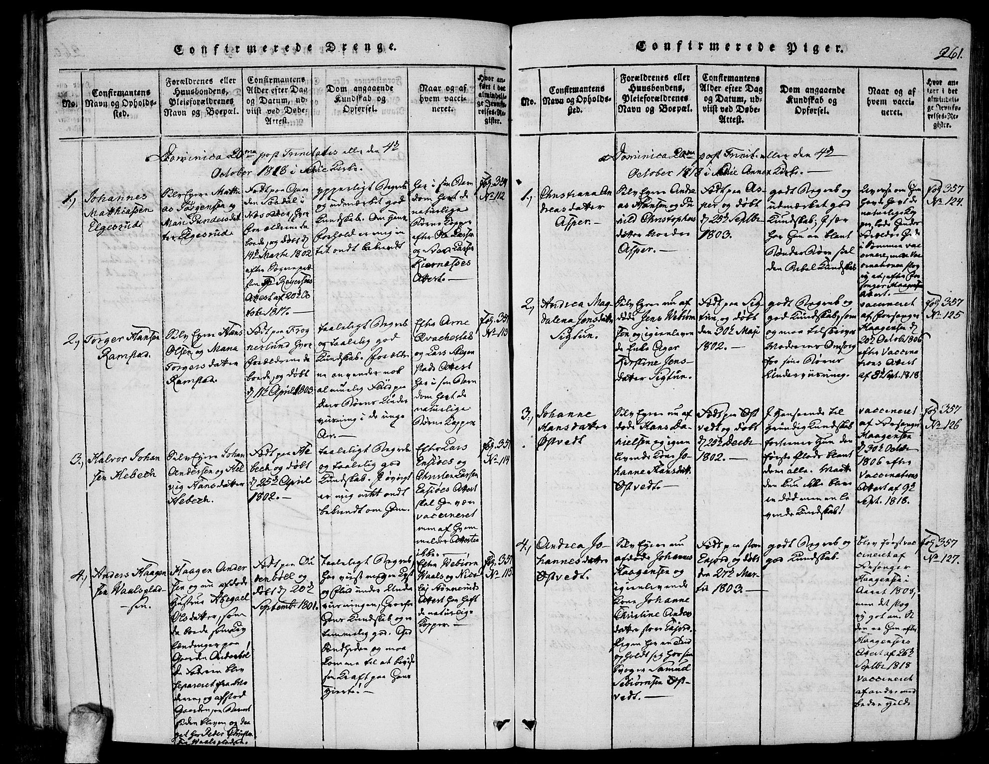 Kråkstad prestekontor Kirkebøker, AV/SAO-A-10125a/F/Fa/L0003: Parish register (official) no. I 3, 1813-1824, p. 261