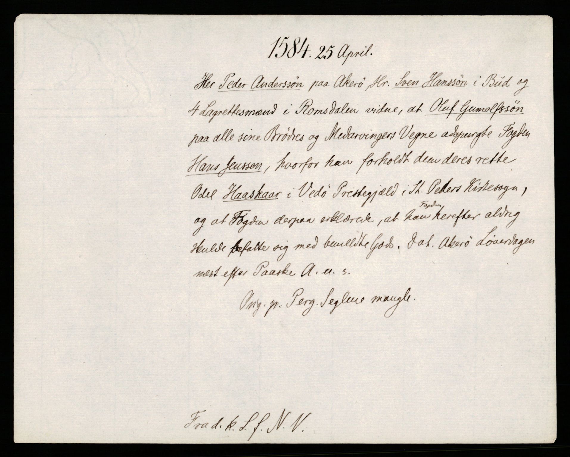 Riksarkivets diplomsamling, AV/RA-EA-5965/F35/F35b/L0003: Riksarkivets diplomer, seddelregister, 1583-1592, p. 9