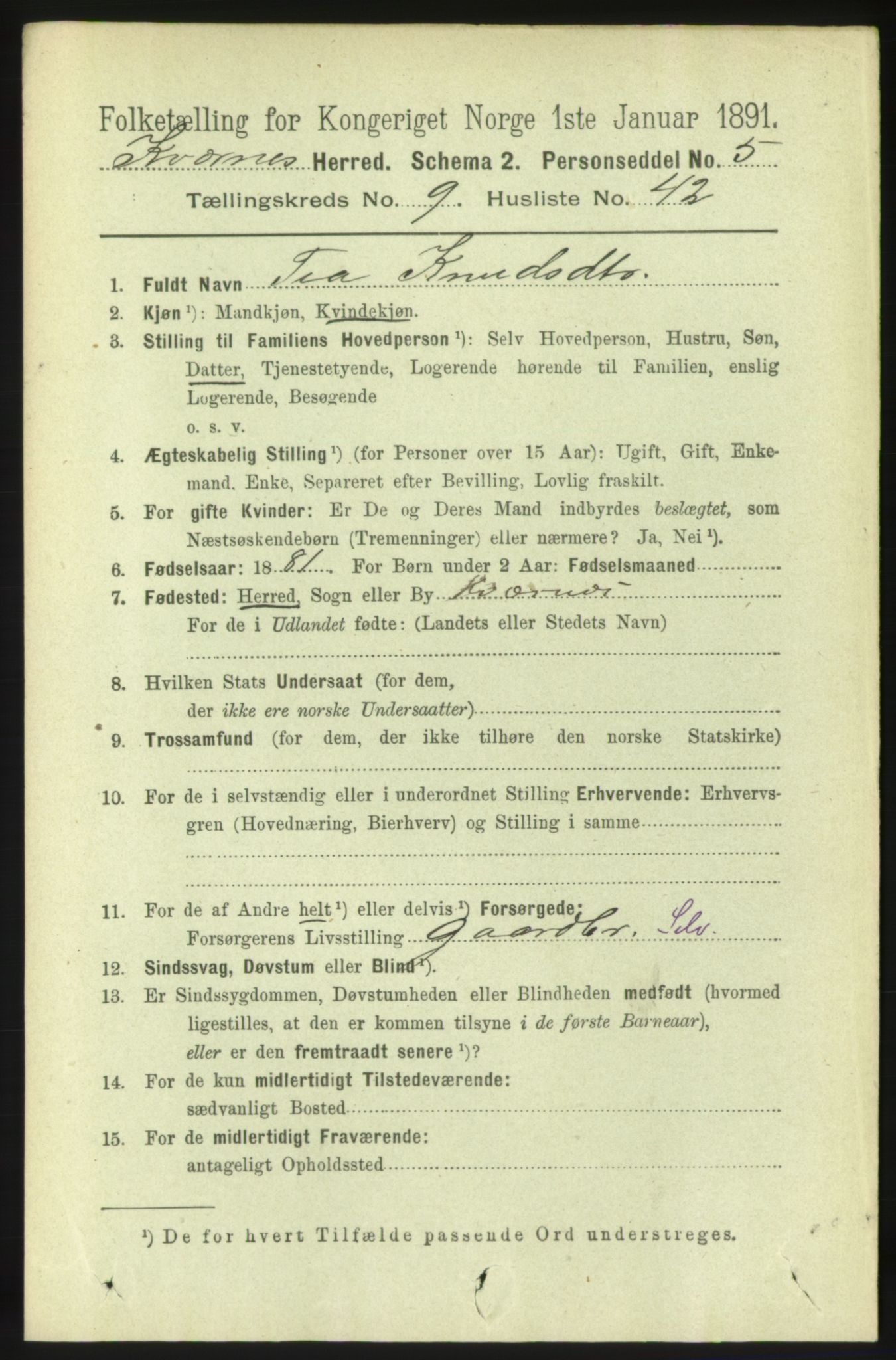 RA, 1891 census for 1553 Kvernes, 1891, p. 4259