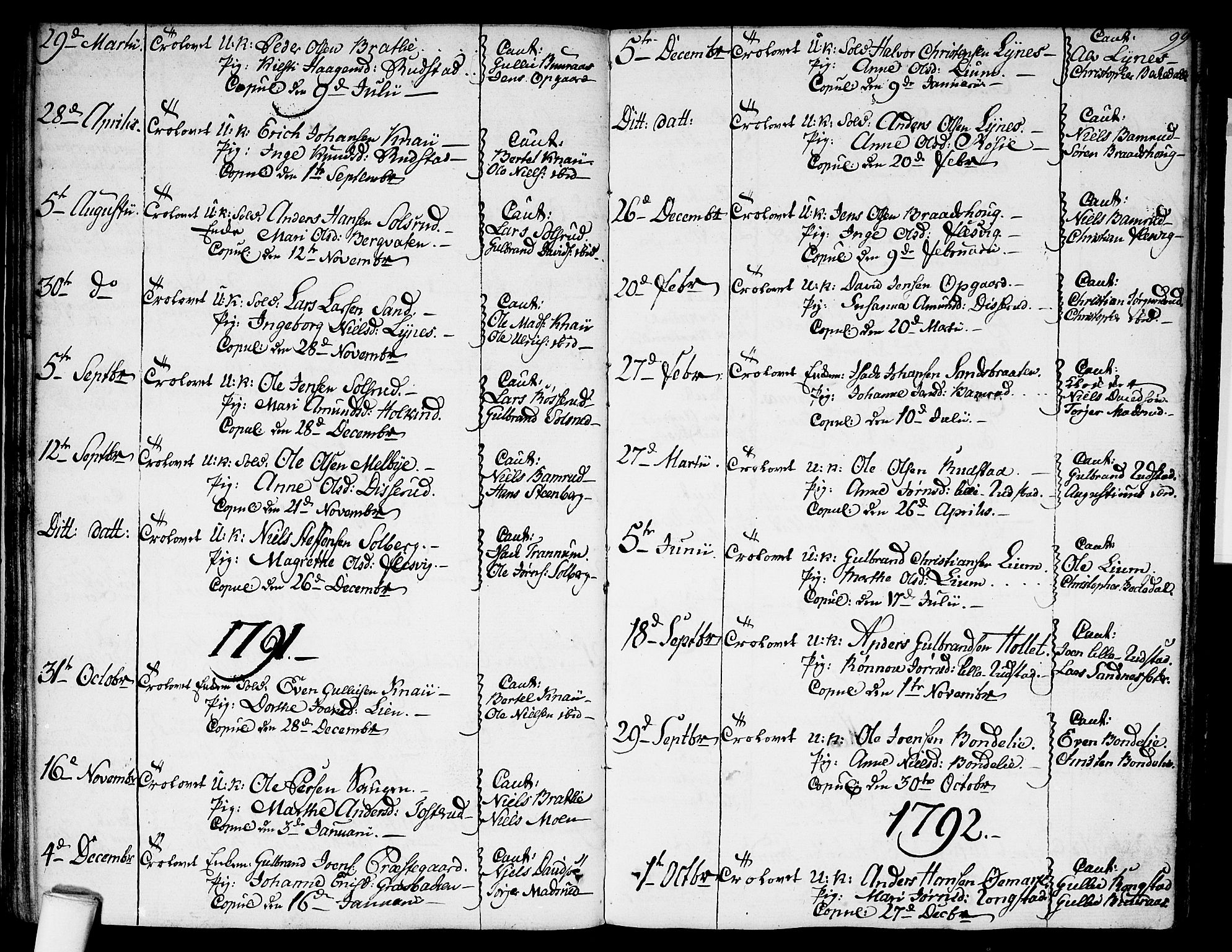 Hurdal prestekontor Kirkebøker, AV/SAO-A-10889/F/Fa/L0001: Parish register (official) no. I 1, 1777-1812, p. 99