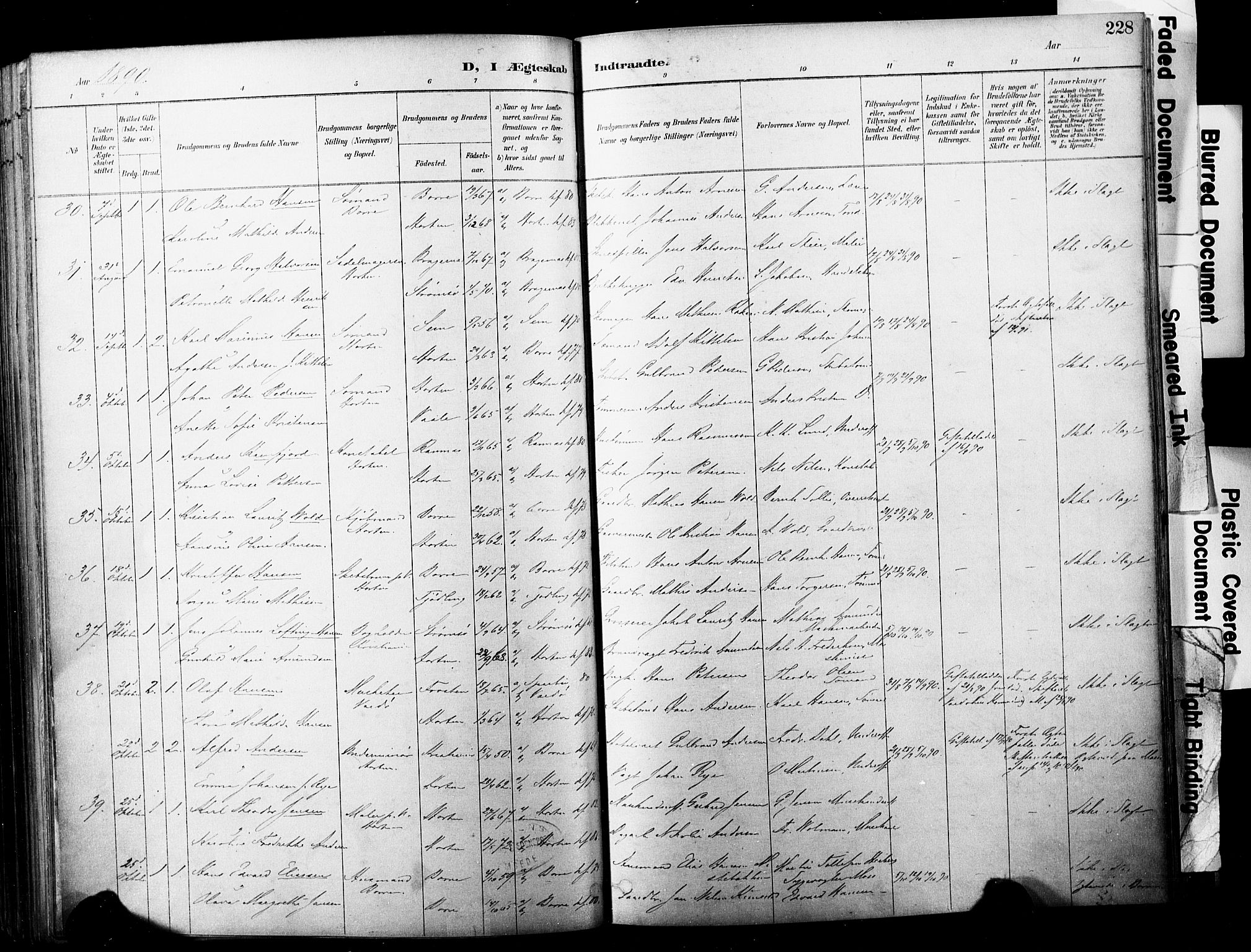 Horten kirkebøker, SAKO/A-348/F/Fa/L0004: Parish register (official) no. 4, 1888-1895, p. 228