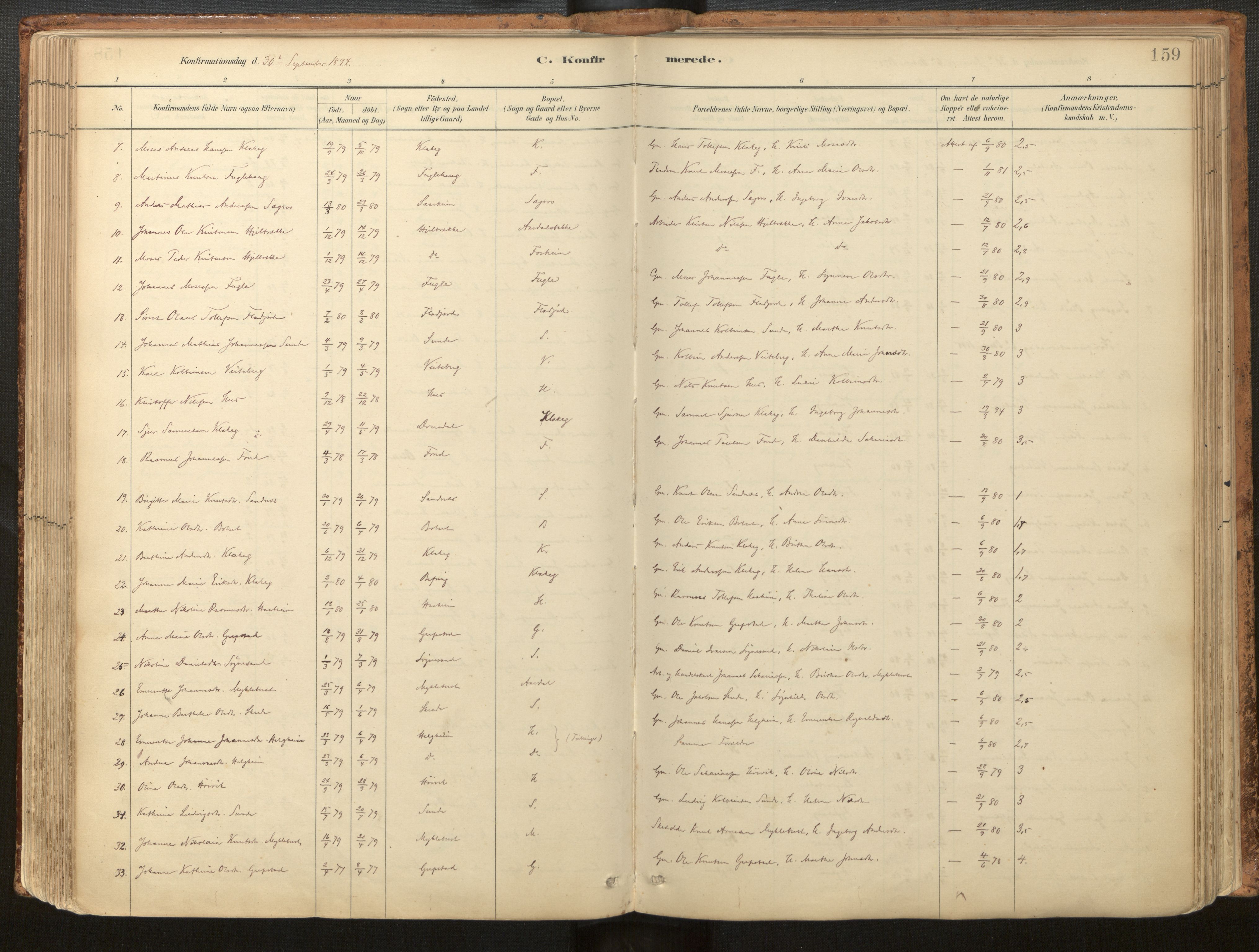 Jølster sokneprestembete, SAB/A-80701/H/Haa/Haac/L0001: Parish register (official) no. C 1, 1882-1928, p. 159