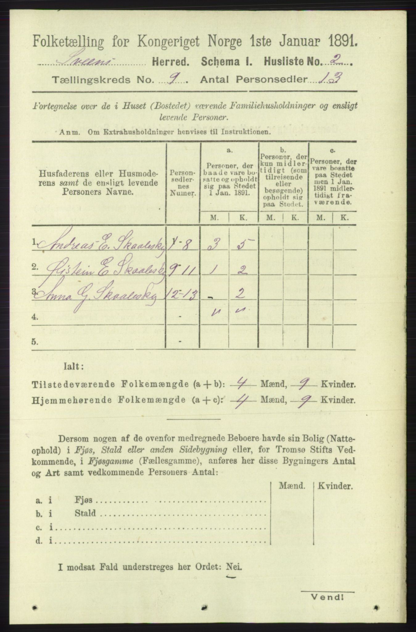 RA, 1891 census for 1216 Sveio, 1891, p. 2651