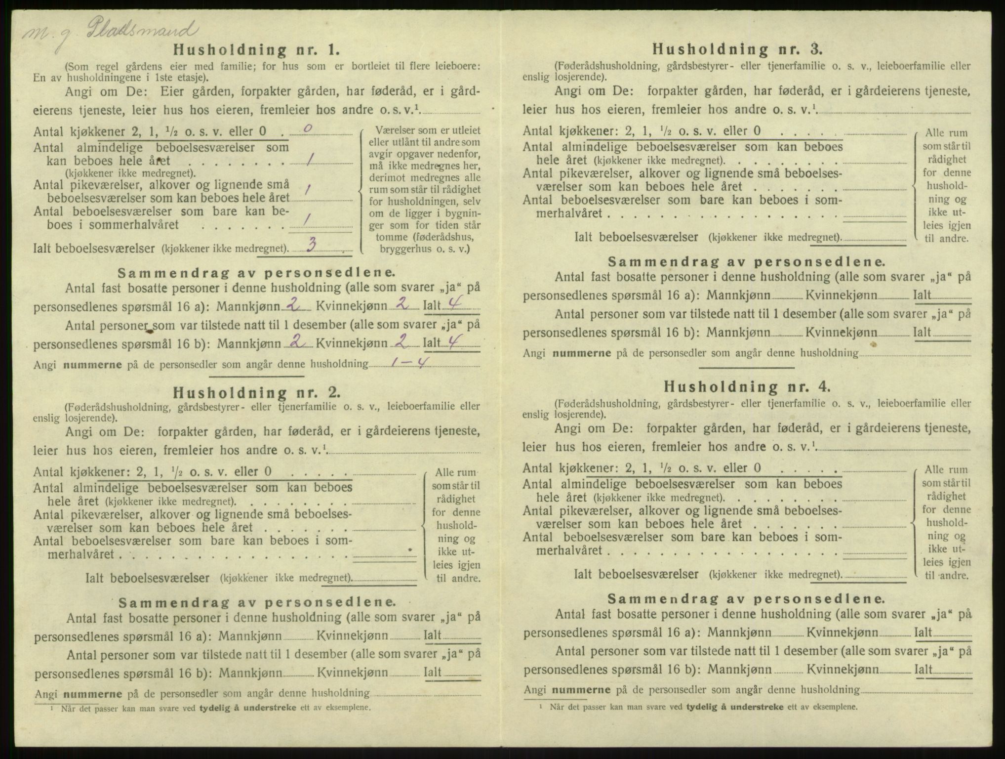 SAB, 1920 census for Brekke, 1920, p. 278