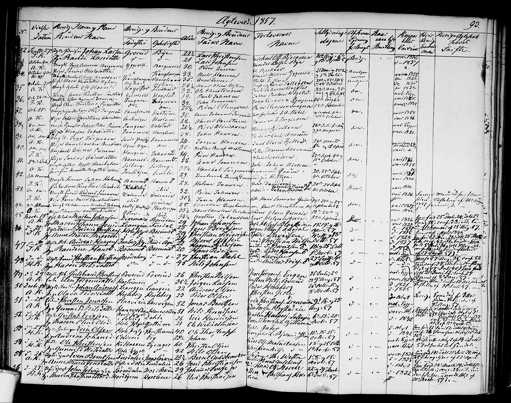 Asker prestekontor Kirkebøker, SAO/A-10256a/F/Fa/L0010: Parish register (official) no. I 10, 1825-1878, p. 93