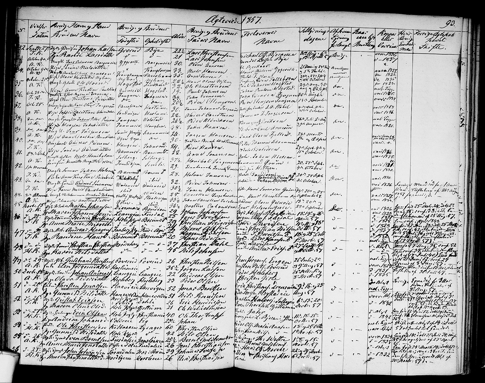 Asker prestekontor Kirkebøker, AV/SAO-A-10256a/F/Fa/L0010: Parish register (official) no. I 10, 1825-1878, p. 93